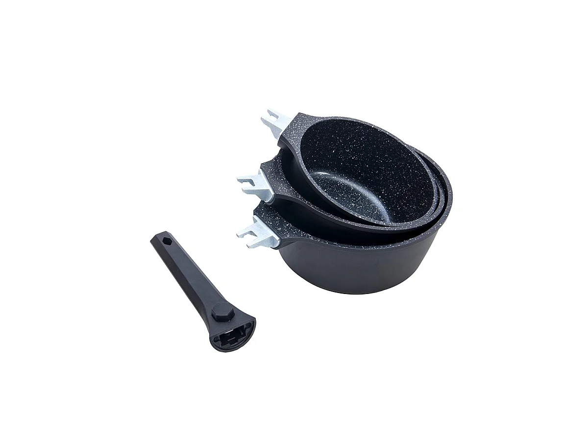 Set de 3 casseroles noir amovible 16/18/20cm - "Alizée"