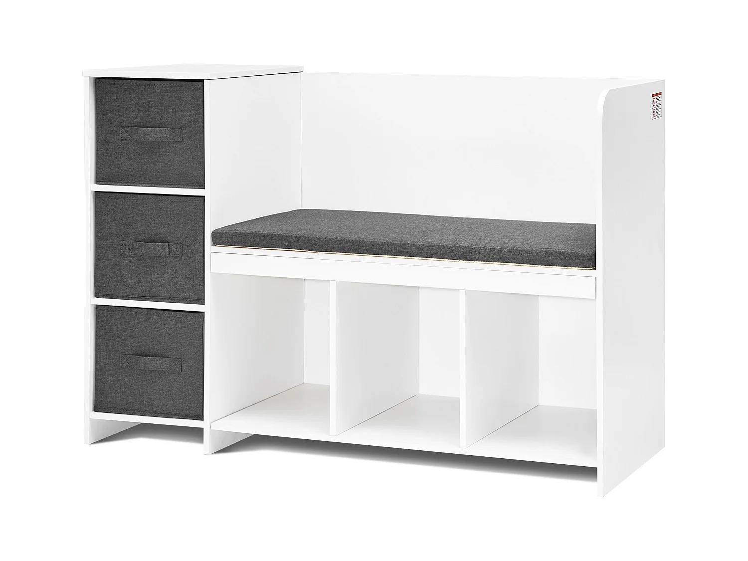 Banc de Lecture SucceBuy pour Enfants avec 6 Compartiments de Rangement et Coussin Blanc, Créant un Environnement Confortable Idéal pour le Jeu et la Lecture