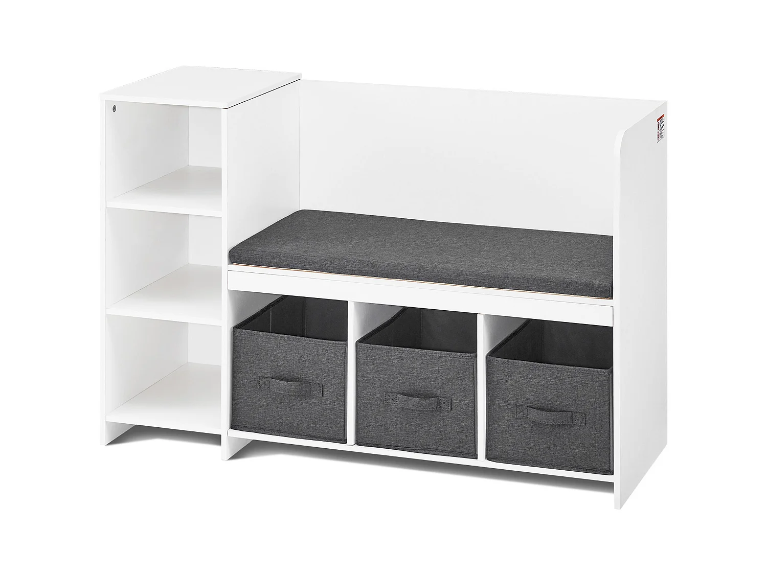 Banc de Lecture SucceBuy pour Enfants avec 6 Compartiments de Rangement et Coussin Blanc, Créant un Environnement Confortable Idéal pour le Jeu et la Lecture
