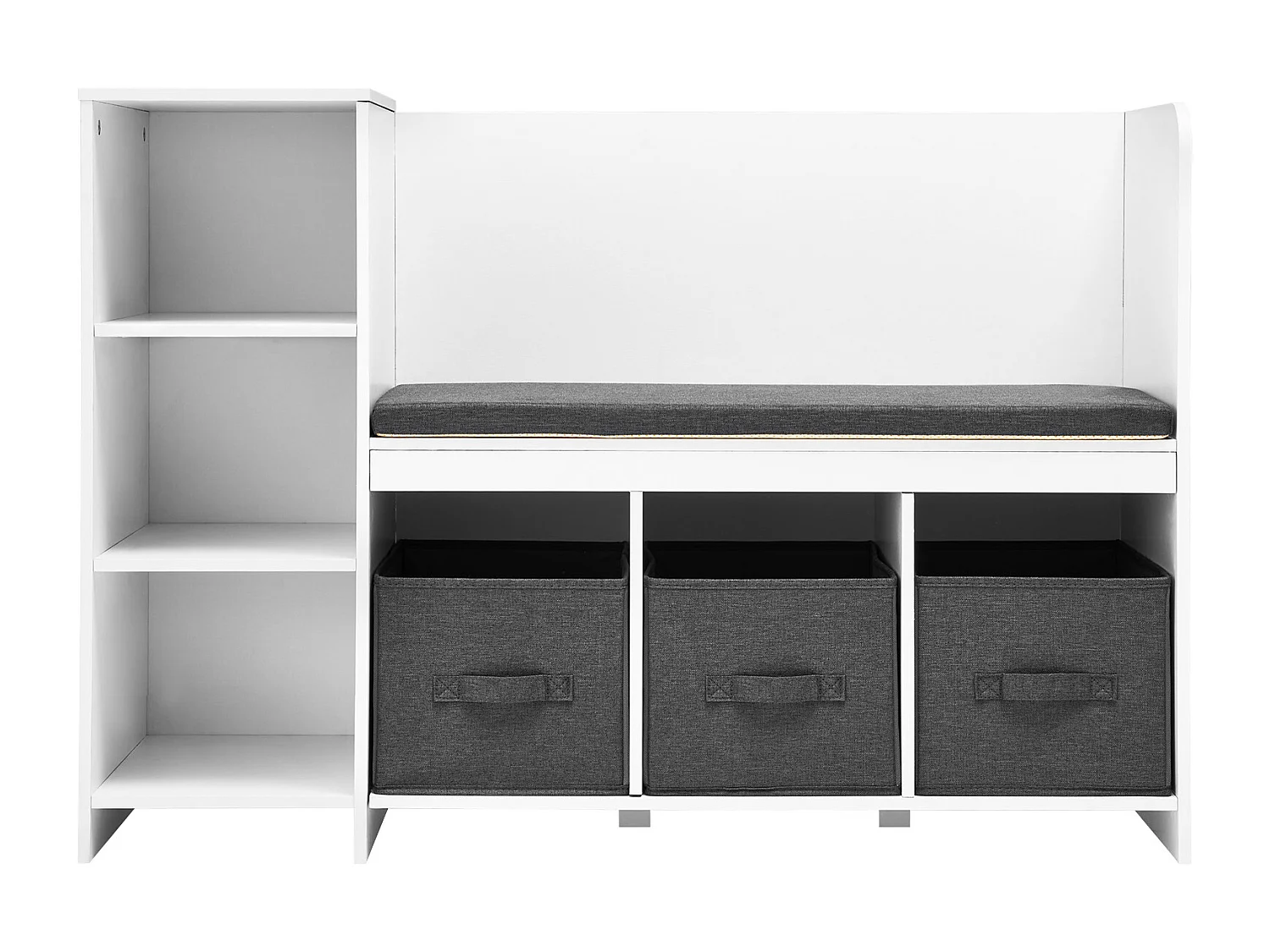 Banc de Lecture SucceBuy pour Enfants avec 6 Compartiments de Rangement et Coussin Blanc, Créant un Environnement Confortable Idéal pour le Jeu et la Lecture