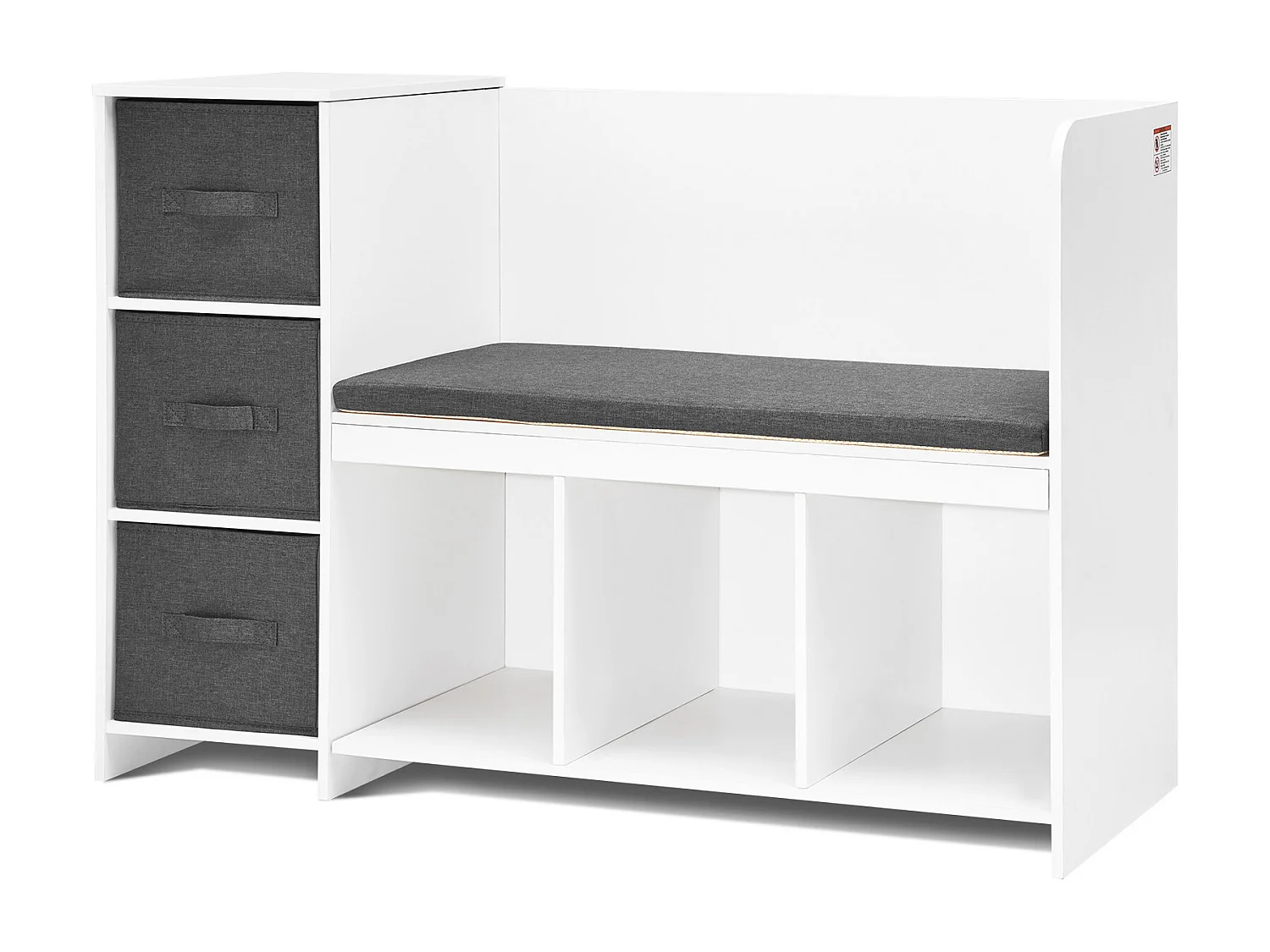 Banc de Lecture SucceBuy pour Enfants avec 6 Compartiments de Rangement et Coussin Blanc, Créant un Environnement Confortable Idéal pour le Jeu et la Lecture