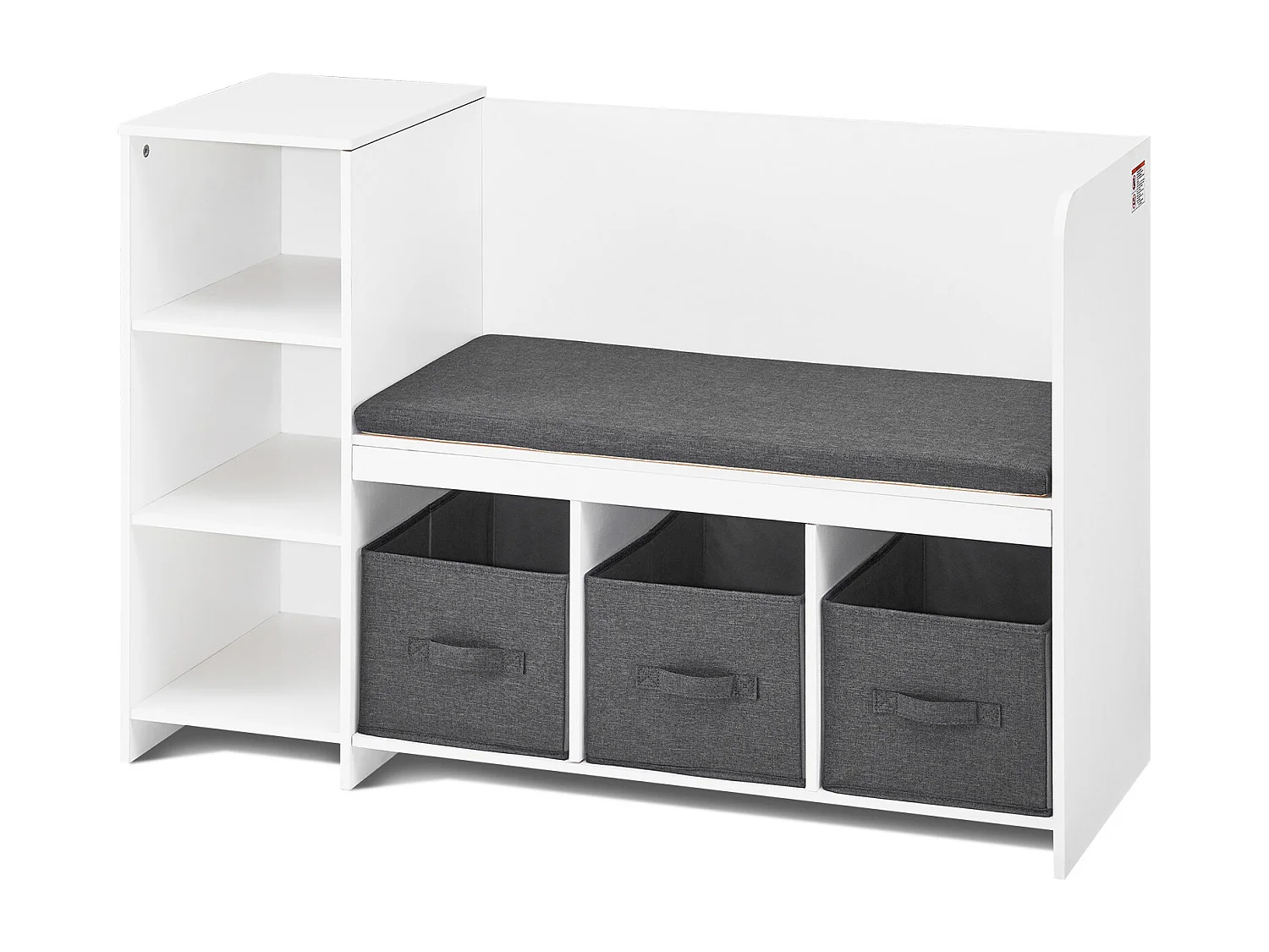 Banc de Lecture SucceBuy pour Enfants avec 6 Compartiments de Rangement et Coussin Blanc, Créant un Environnement Confortable Idéal pour le Jeu et la Lecture