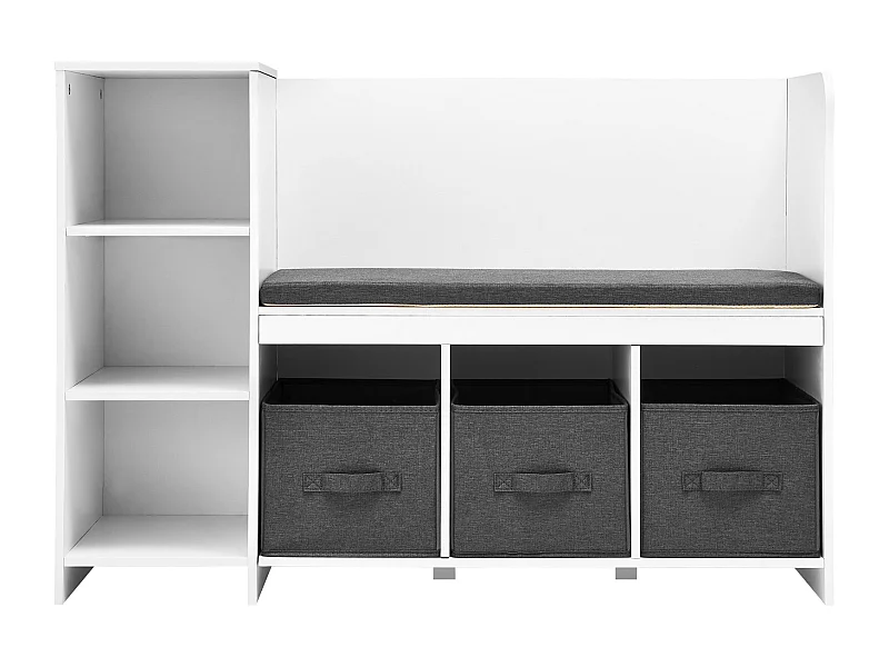 Banc de Lecture SucceBuy pour Enfants avec 6 Compartiments de Rangement et Coussin Blanc, Créant un Environnement Confortable Idéal pour le Jeu et la Lecture