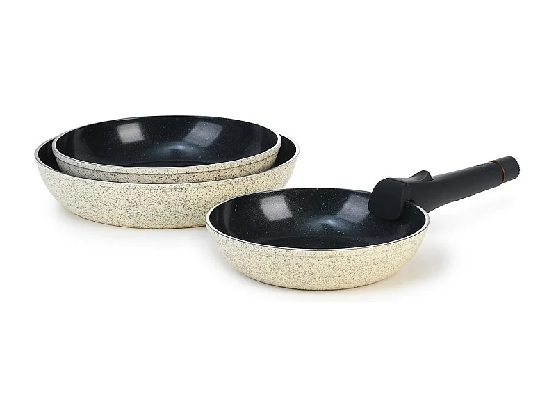 Set de 3 poêles vert amovible 20/24/28cm - "Jade"