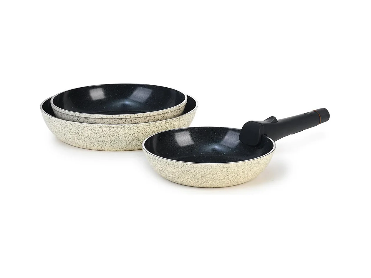 Set de 3 poêles vert amovible 20/24/28cm - "Jade"