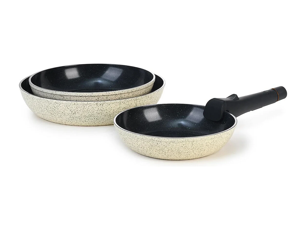 Set de 3 poêles vert amovible 20/24/28cm - "Jade"