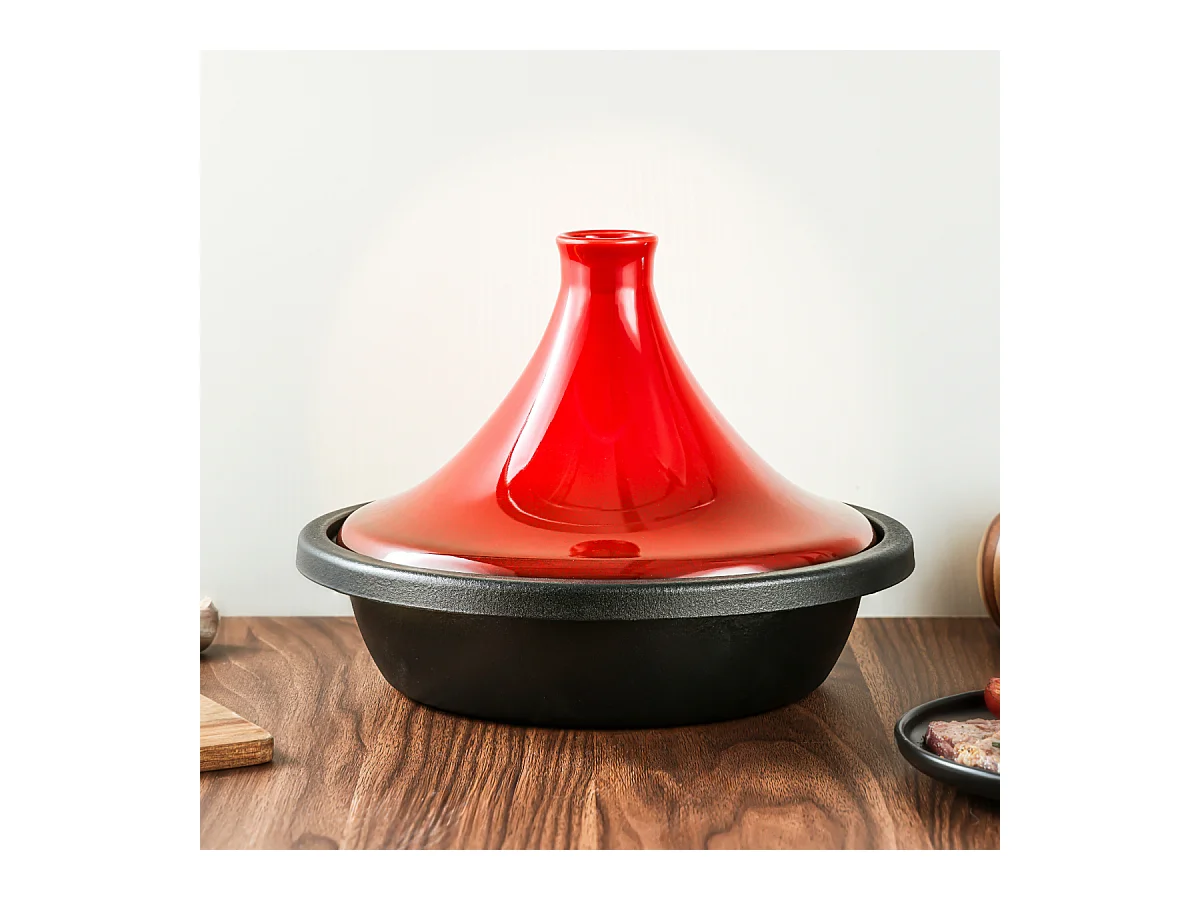 Tajine en fonte rouge 27cm