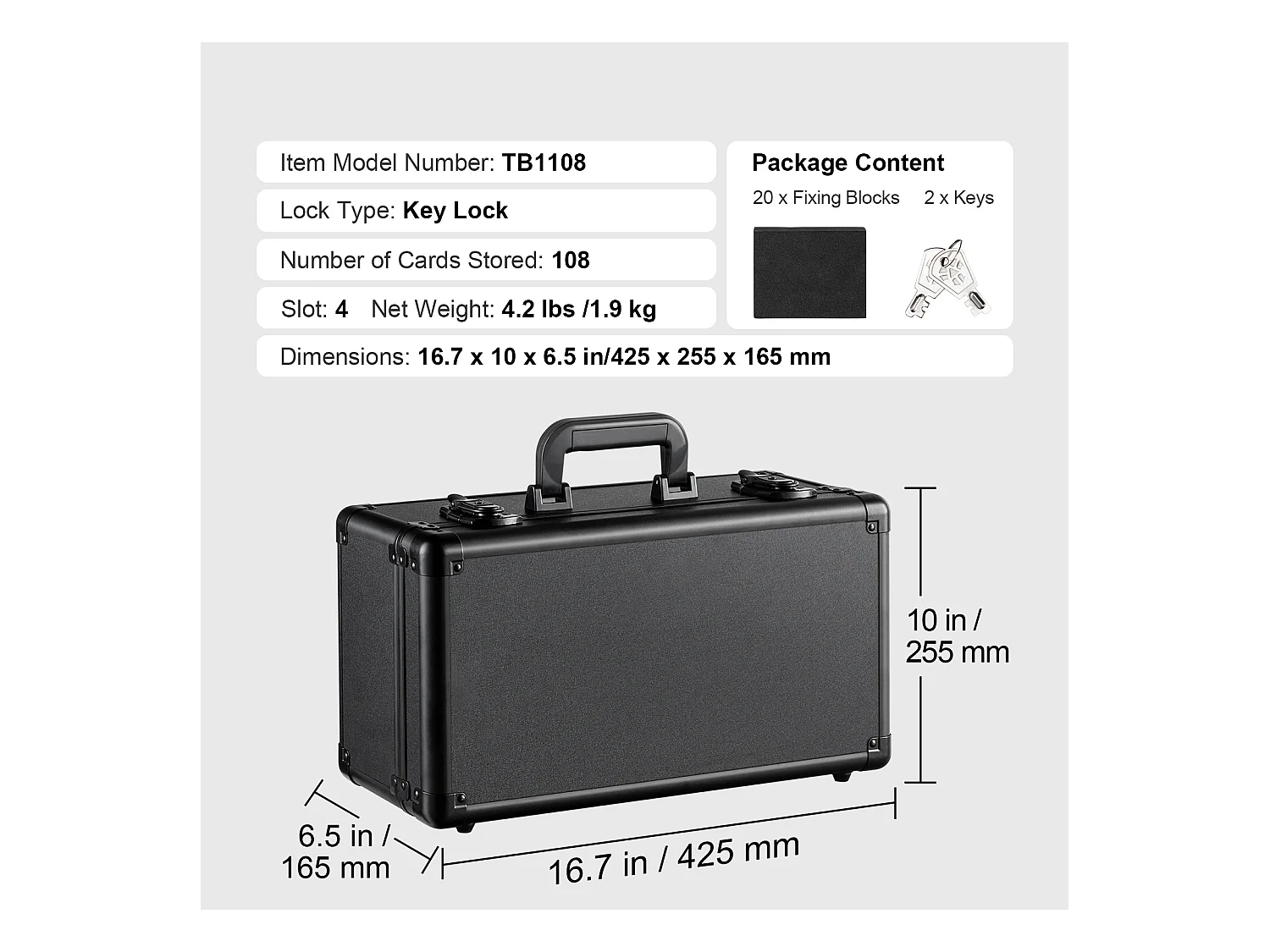 Boîte de Rangement, SucceBuy Boîte de Rangement pour Cartes de Sport 108 PSA, 4 Emplacements, avec Serrure à Clé