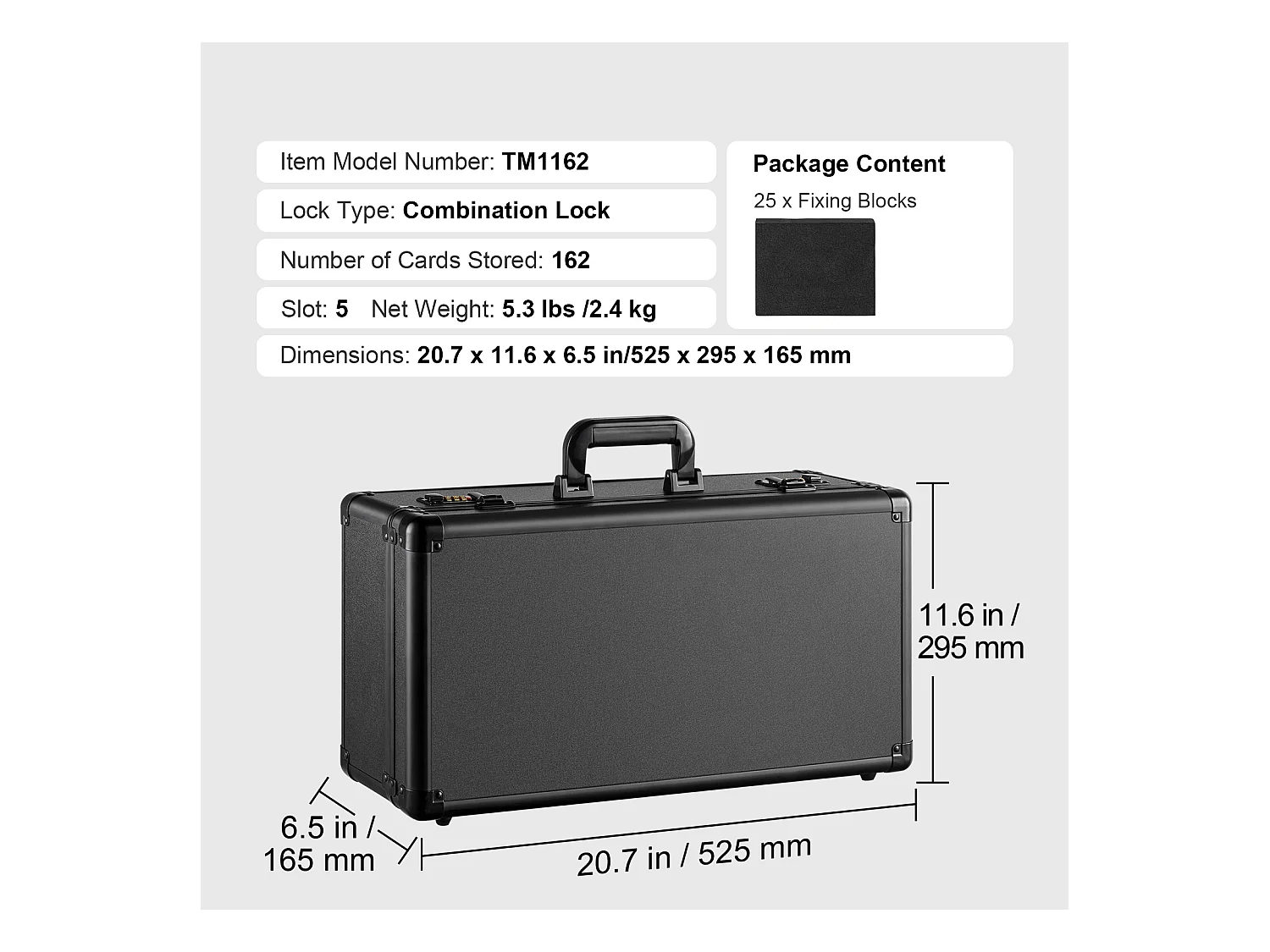 Boîte de Rangement, SucceBuy 162 Boîte de Rangement pour Cartes Classées PSA 5 Emplacements pour Cartes de Sport avec Serrure à Combinaison