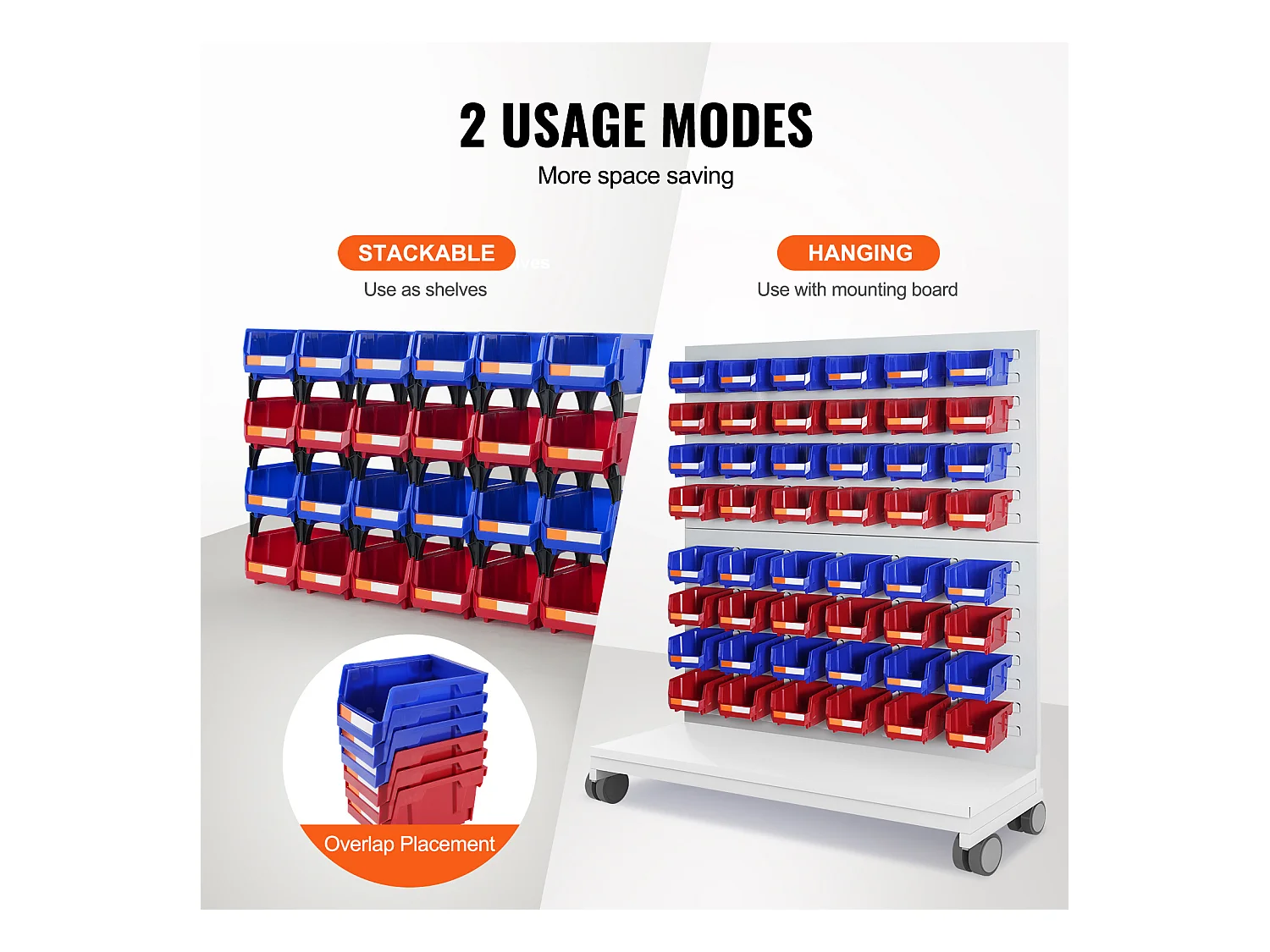 Boîtes Rangement, SucceBuy Lot de 24 Bacs de Rangement Empilables à Suspendre, Organisateur en Plastique, Bleu/Rouge