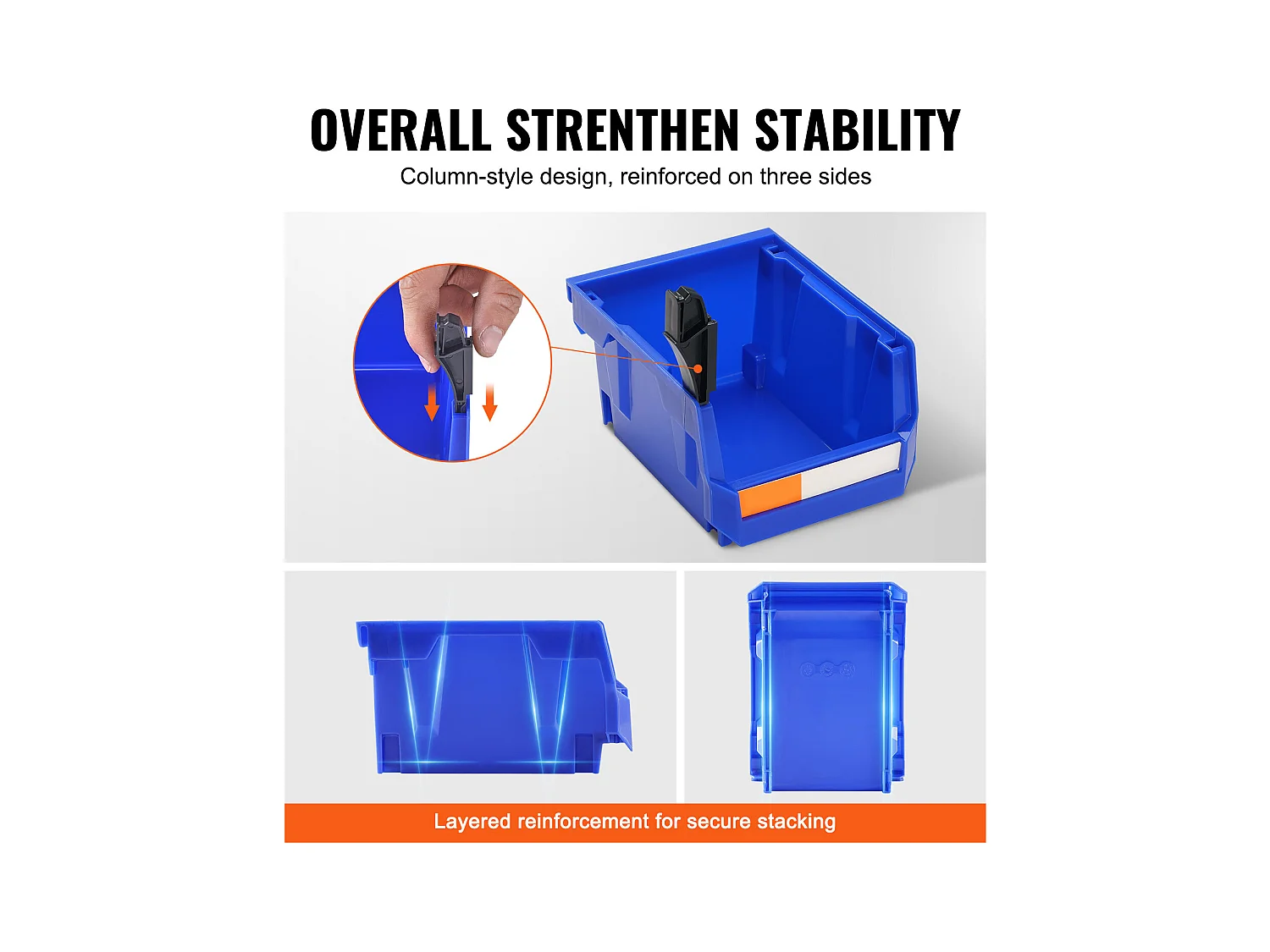 Boîtes Rangement, SucceBuy Lot de 24 Bacs de Rangement Empilables à Suspendre, Organisateur en Plastique, Bleu/Rouge