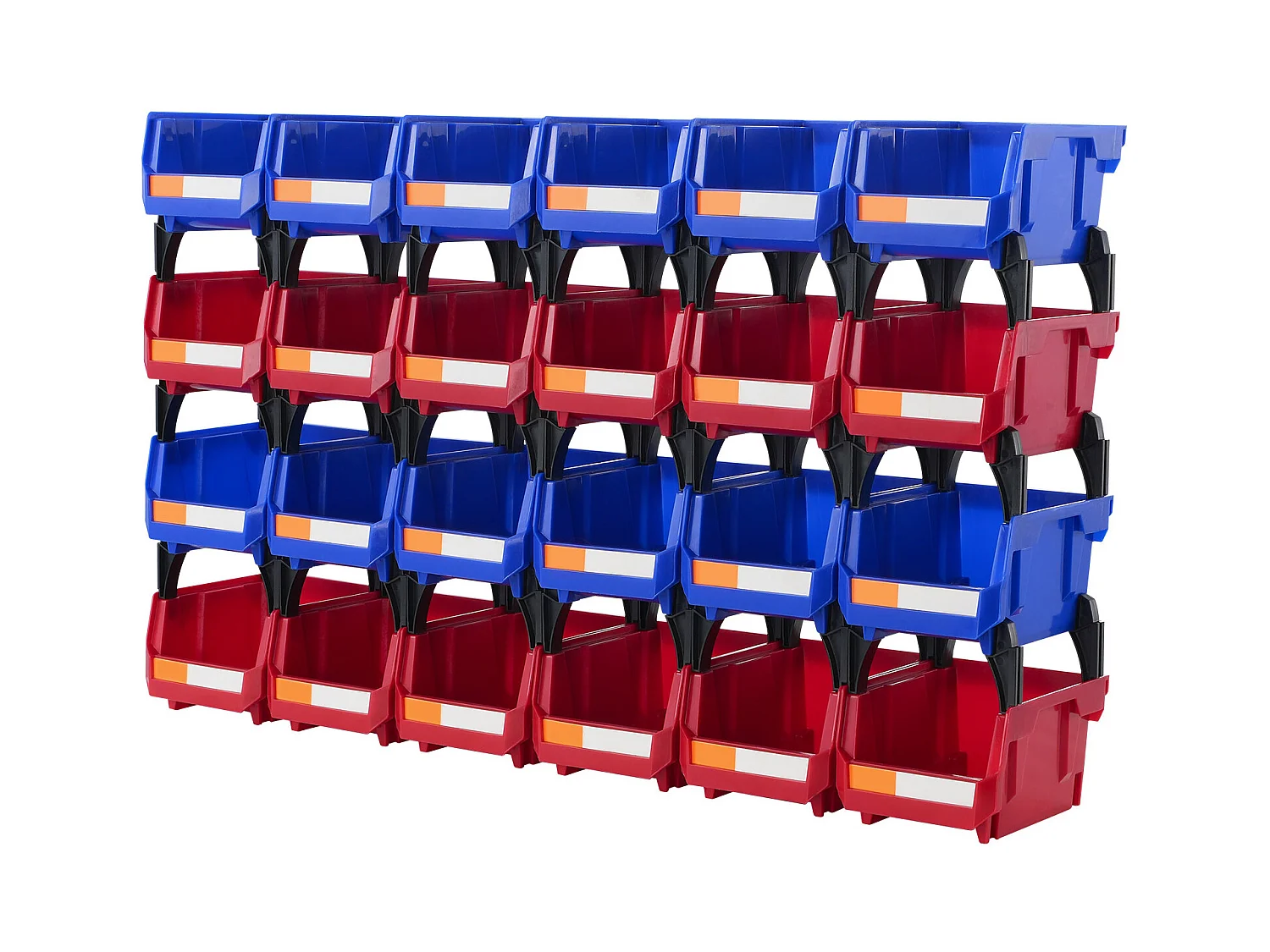 Boîtes Rangement, SucceBuy Lot de 24 Bacs de Rangement Empilables à Suspendre, Organisateur en Plastique, Bleu/Rouge