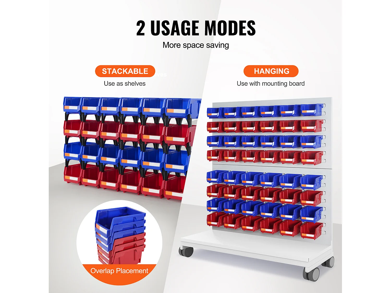 Boîtes Rangement, SucceBuy Lot de 24 Bacs de Rangement Empilables à Suspendre, Organisateur en Plastique, Bleu/Rouge