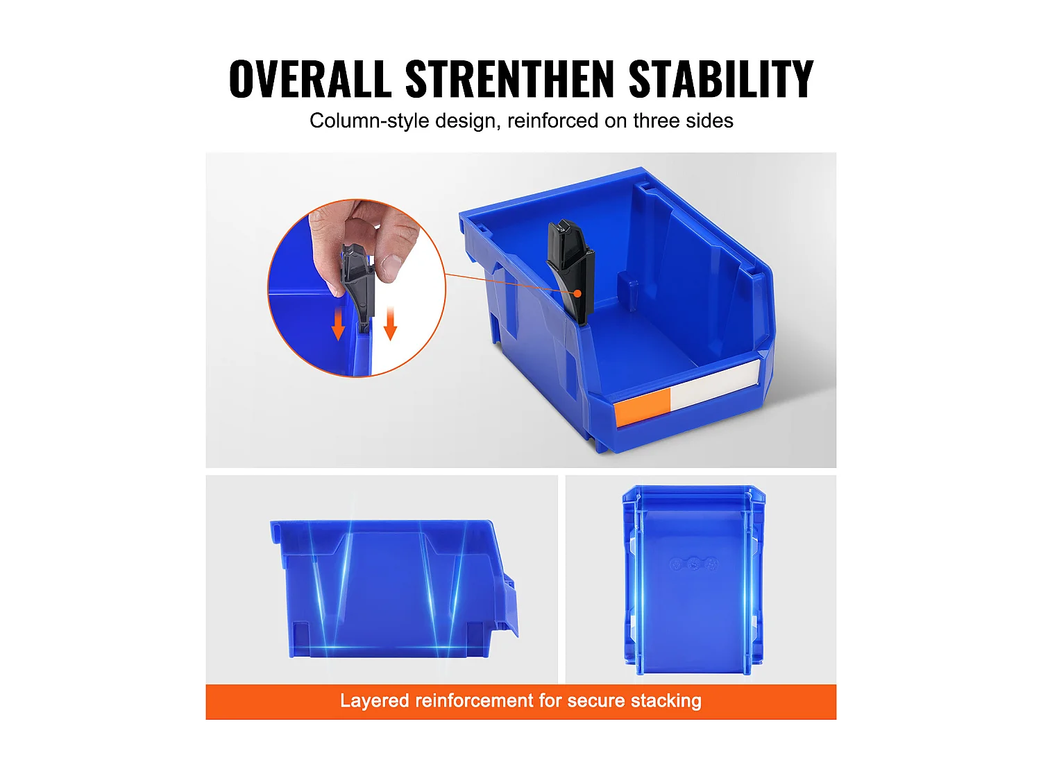 Boîtes Rangement, SucceBuy Lot de 24 Bacs de Rangement Empilables à Suspendre, Organisateur en Plastique, Bleu/Rouge