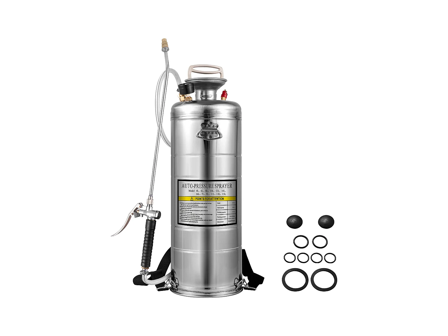 Pulvérisateur, SucceBuy Pulvérisateur à Pompe Manuelle en Acier Inoxydable de 13 L pour Usage Industriel