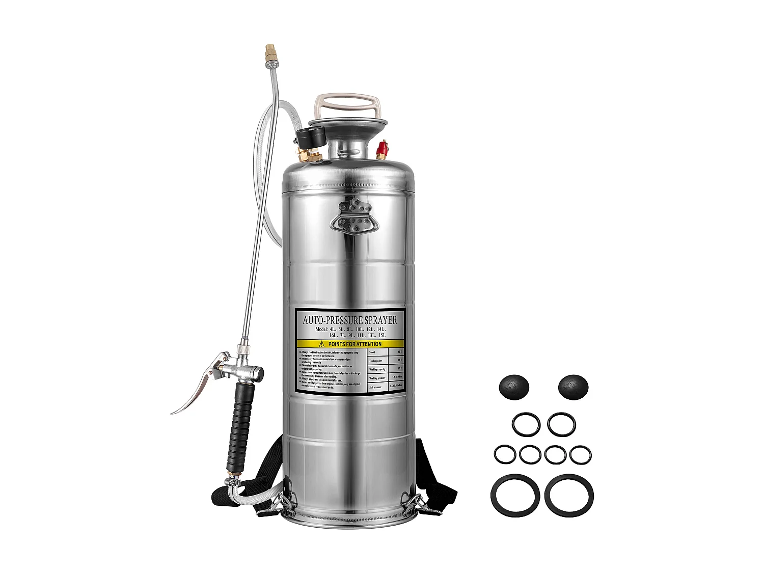 Pulvérisateur, SucceBuy Pulvérisateur à Pompe Manuelle en Acier Inoxydable de 13 L pour Usage Industriel