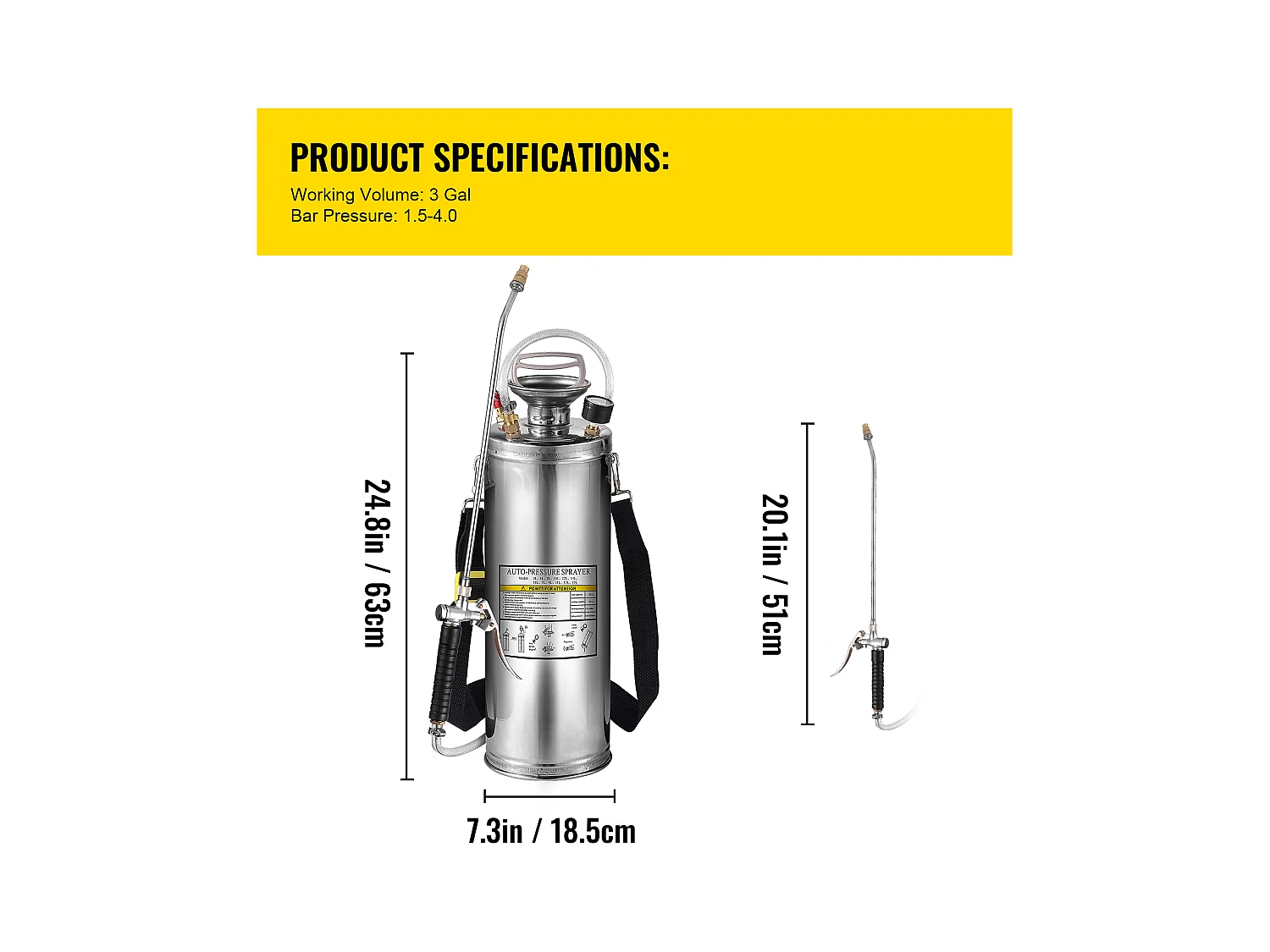 Pulvérisateur de Jardin, SucceBuy Pulvérisateur en Acier Inoxydable 10 L pour la Maison, le Jardinage – Polyvalent pour l'Industrie, l'Agriculture et la Médecine