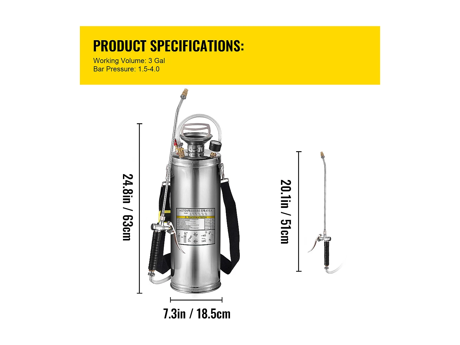 Pulvérisateur de Jardin, SucceBuy Pulvérisateur en Acier Inoxydable 10 L pour la Maison, le Jardinage – Polyvalent pour l'Industrie, l'Agriculture et la Médecine