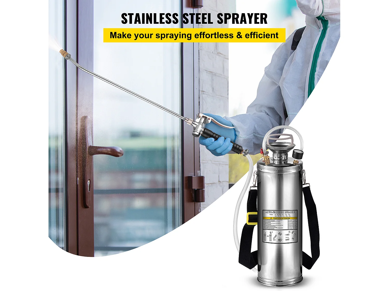 Pulvérisateur de Jardin, SucceBuy Pulvérisateur en Acier Inoxydable 10 L pour la Maison, le Jardinage – Polyvalent pour l'Industrie, l'Agriculture et la Médecine