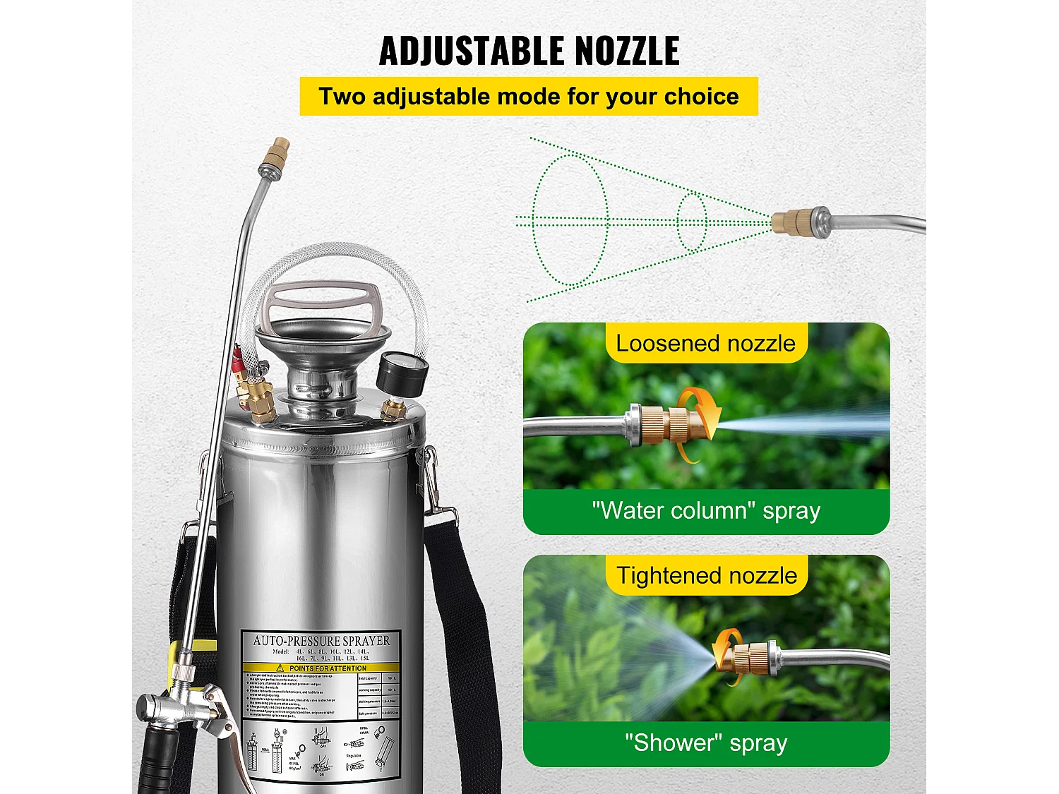 Pulvérisateur de Jardin, SucceBuy Pulvérisateur en Acier Inoxydable 10 L pour la Maison, le Jardinage – Polyvalent pour l'Industrie, l'Agriculture et la Médecine