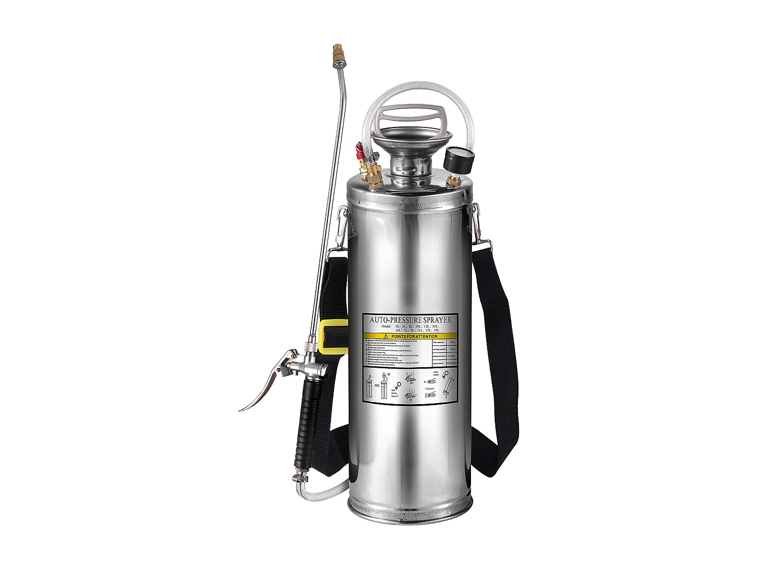 Pulvérisateur de Jardin, SucceBuy Pulvérisateur en Acier Inoxydable 10 L pour la Maison, le Jardinage – Polyvalent pour l'Industrie, l'Agriculture et la Médecine