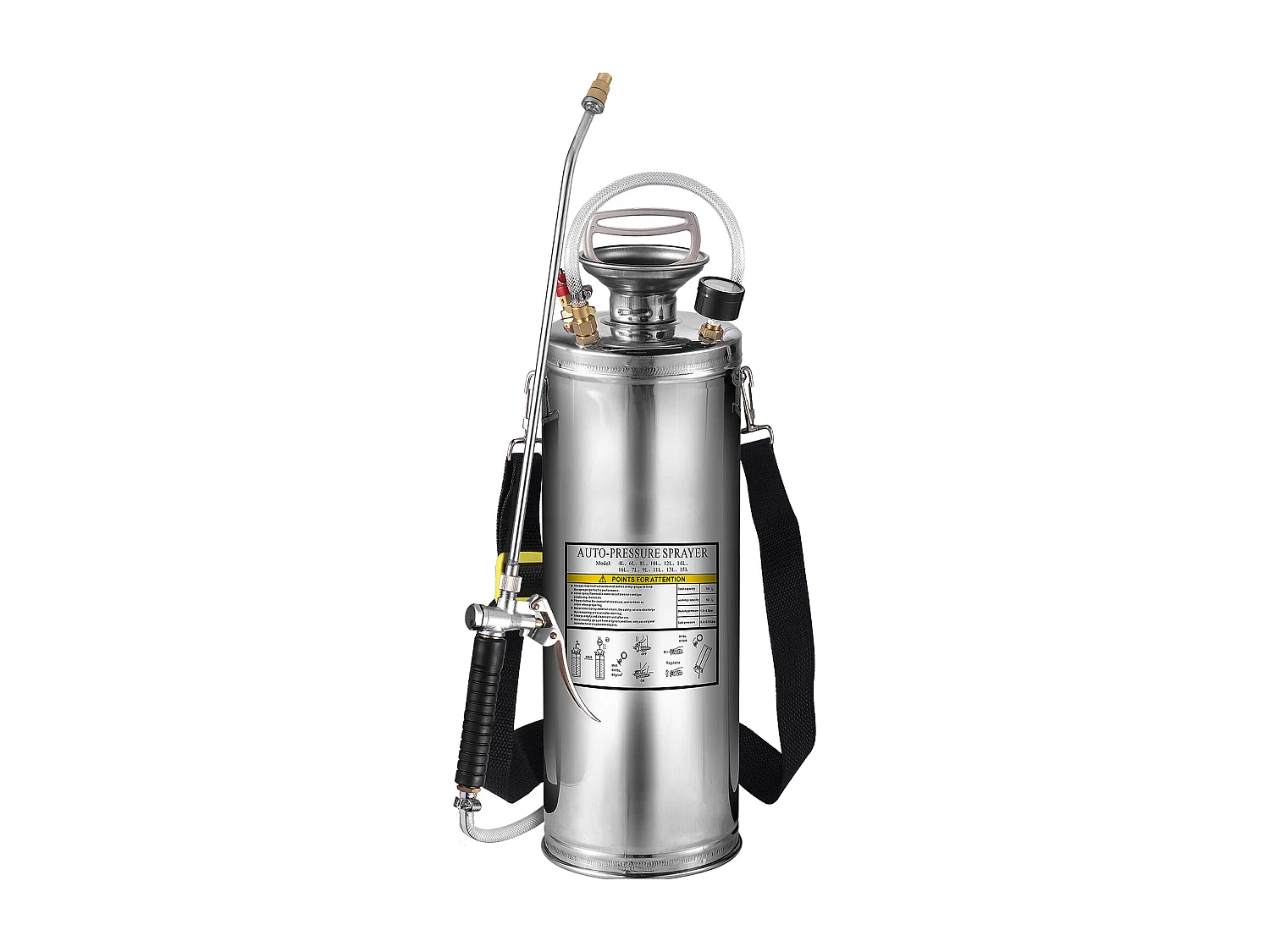 Pulvérisateur de Jardin, SucceBuy Pulvérisateur en Acier Inoxydable 10 L pour la Maison, le Jardinage – Polyvalent pour l'Industrie, l'Agriculture et la Médecine