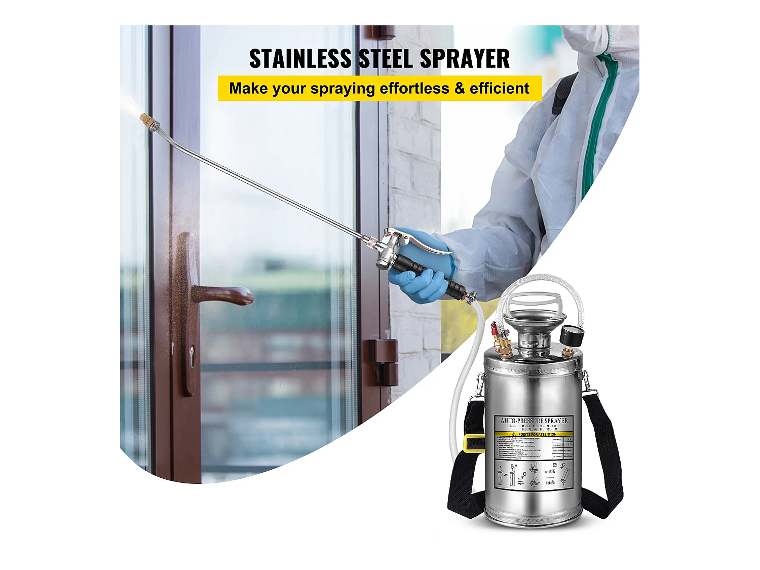Pulvérisateur, SucceBuy Explorez le Pulvérisateur à Pompe Manuelle de 5,7 L en Acier Inoxydable, pour le Jardinage Domestique et le Nettoyage du Sol
