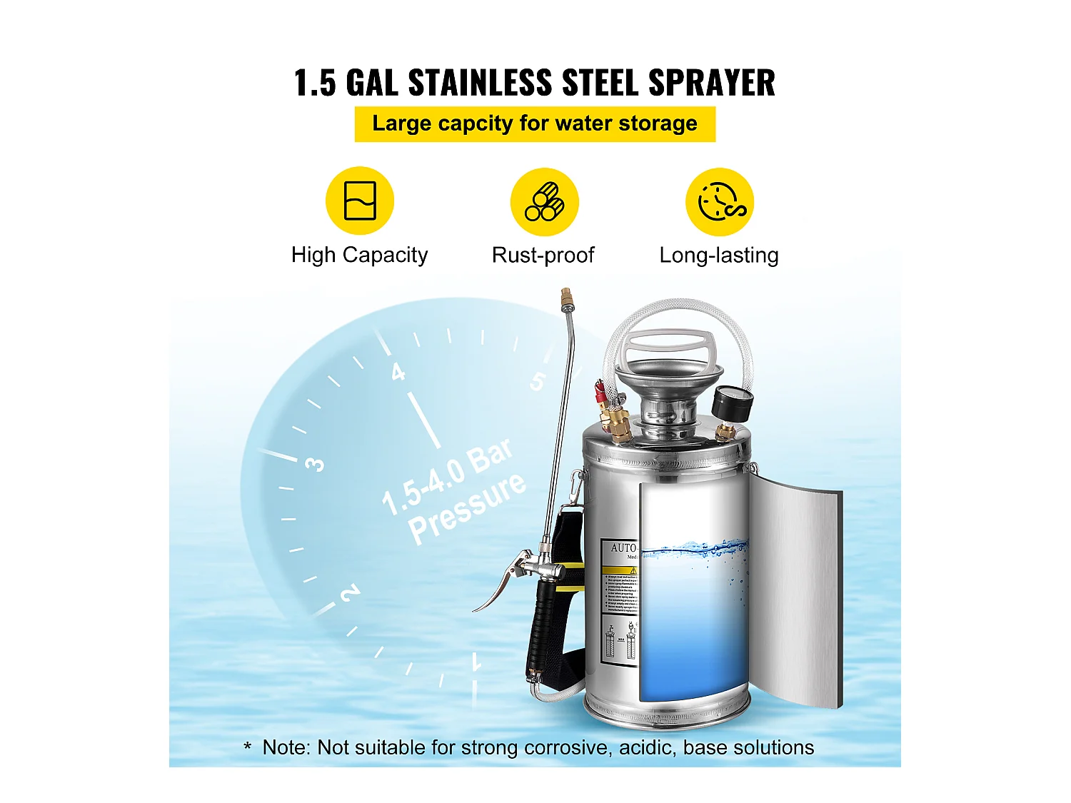 Pulvérisateur, SucceBuy Explorez le Pulvérisateur à Pompe Manuelle de 5,7 L en Acier Inoxydable, pour le Jardinage Domestique et le Nettoyage du Sol