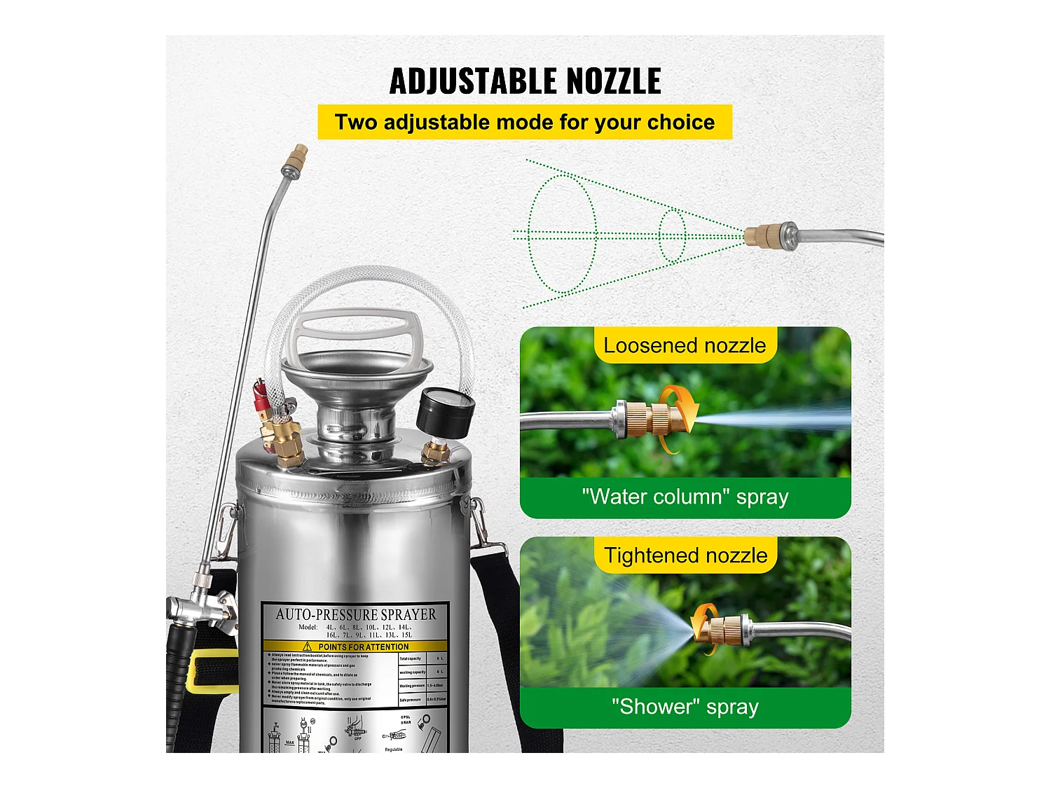 Pulvérisateur, SucceBuy Explorez le Pulvérisateur à Pompe Manuelle de 5,7 L en Acier Inoxydable, pour le Jardinage Domestique et le Nettoyage du Sol