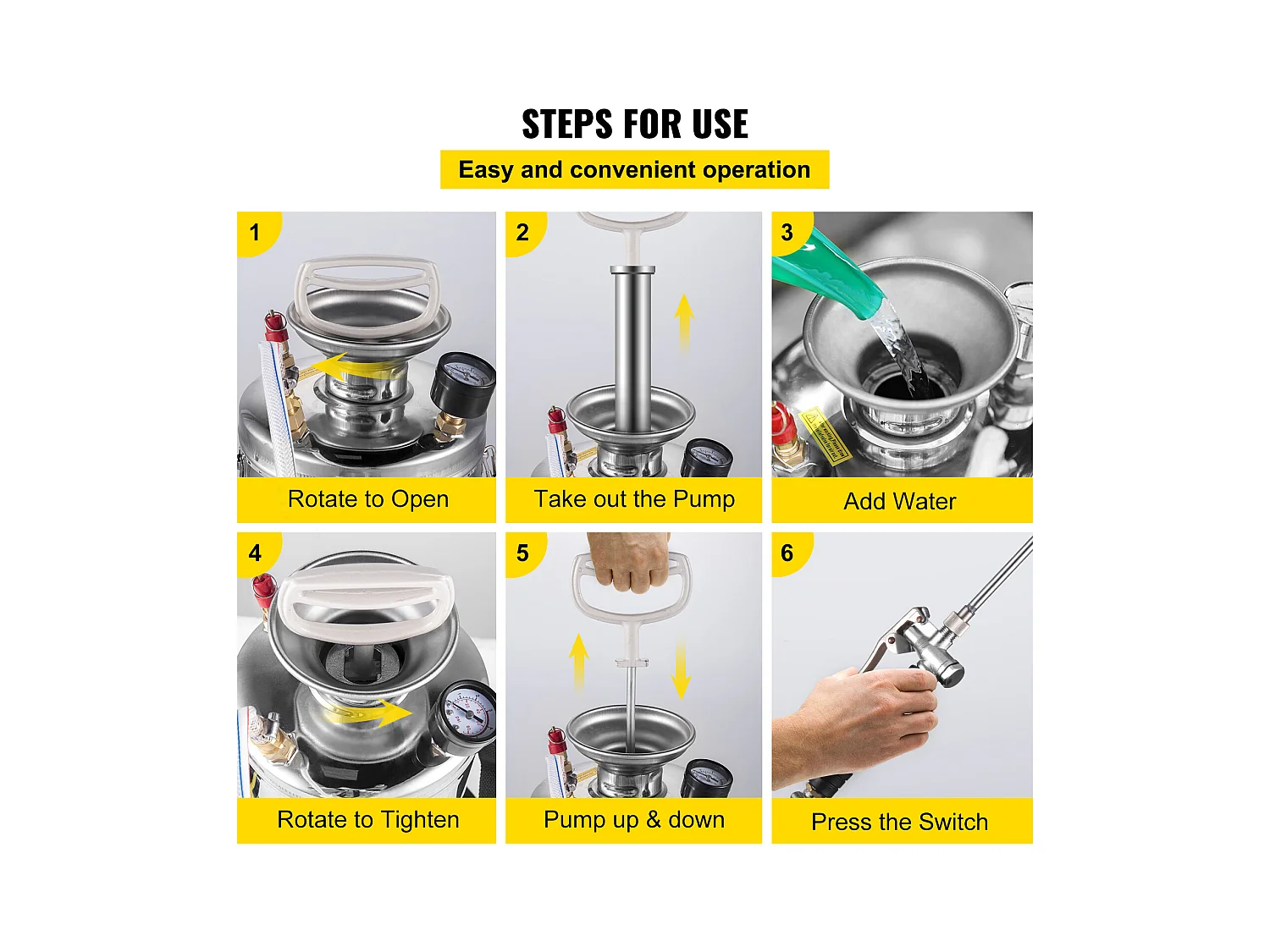 Pulvérisateur, SucceBuy Explorez le Pulvérisateur à Pompe Manuelle de 5,7 L en Acier Inoxydable, pour le Jardinage Domestique et le Nettoyage du Sol