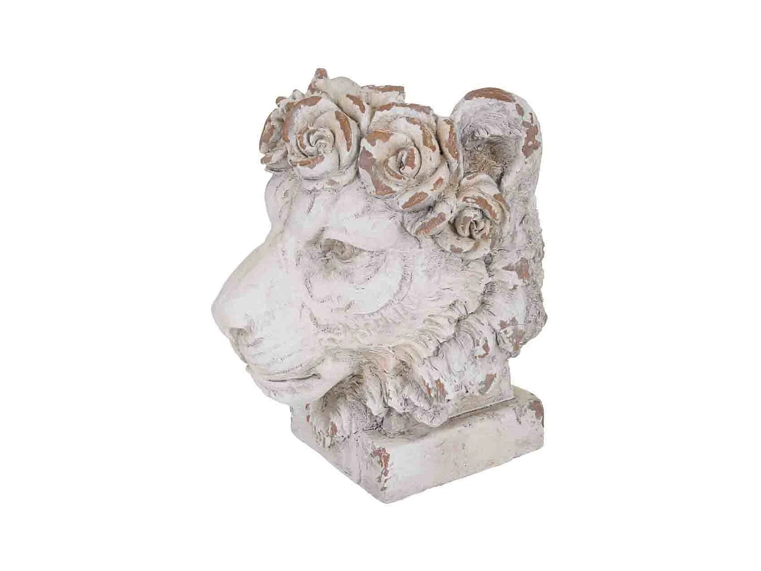 Jardinière tête de lion, magnésium blanc, 37x37x44h cm
