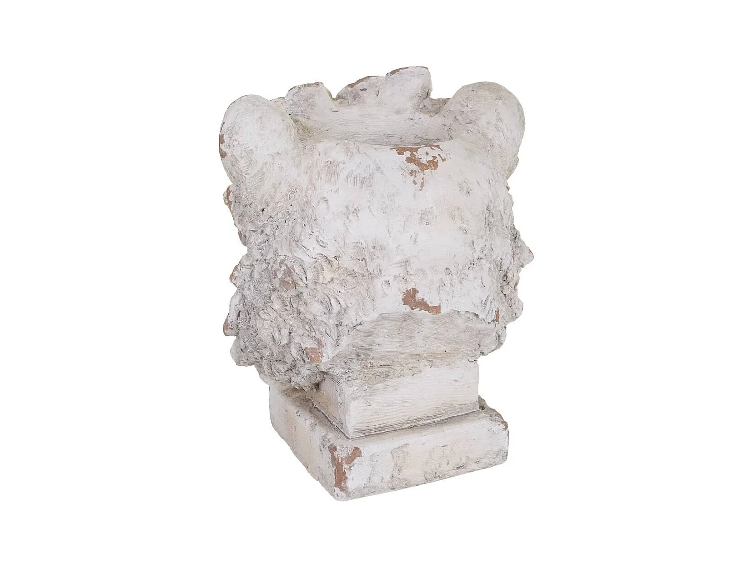 Jardinière tête de lion, magnésium blanc, 37x37x44h cm