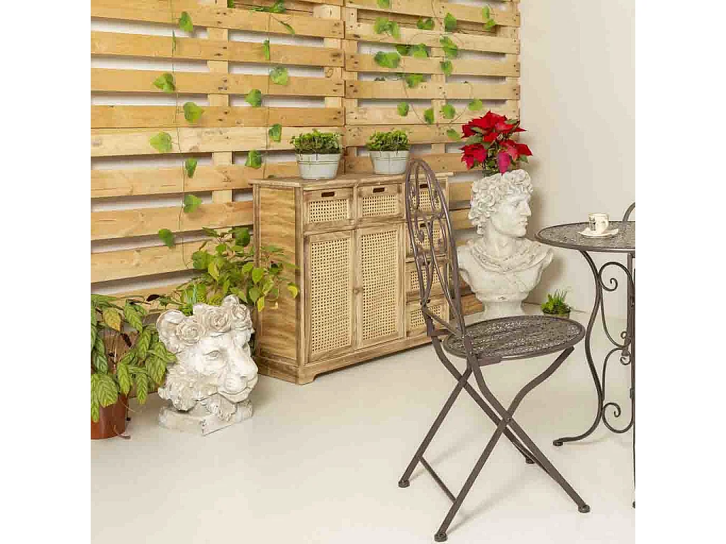 Jardinière tête de lion, magnésium blanc, 37x37x44h cm