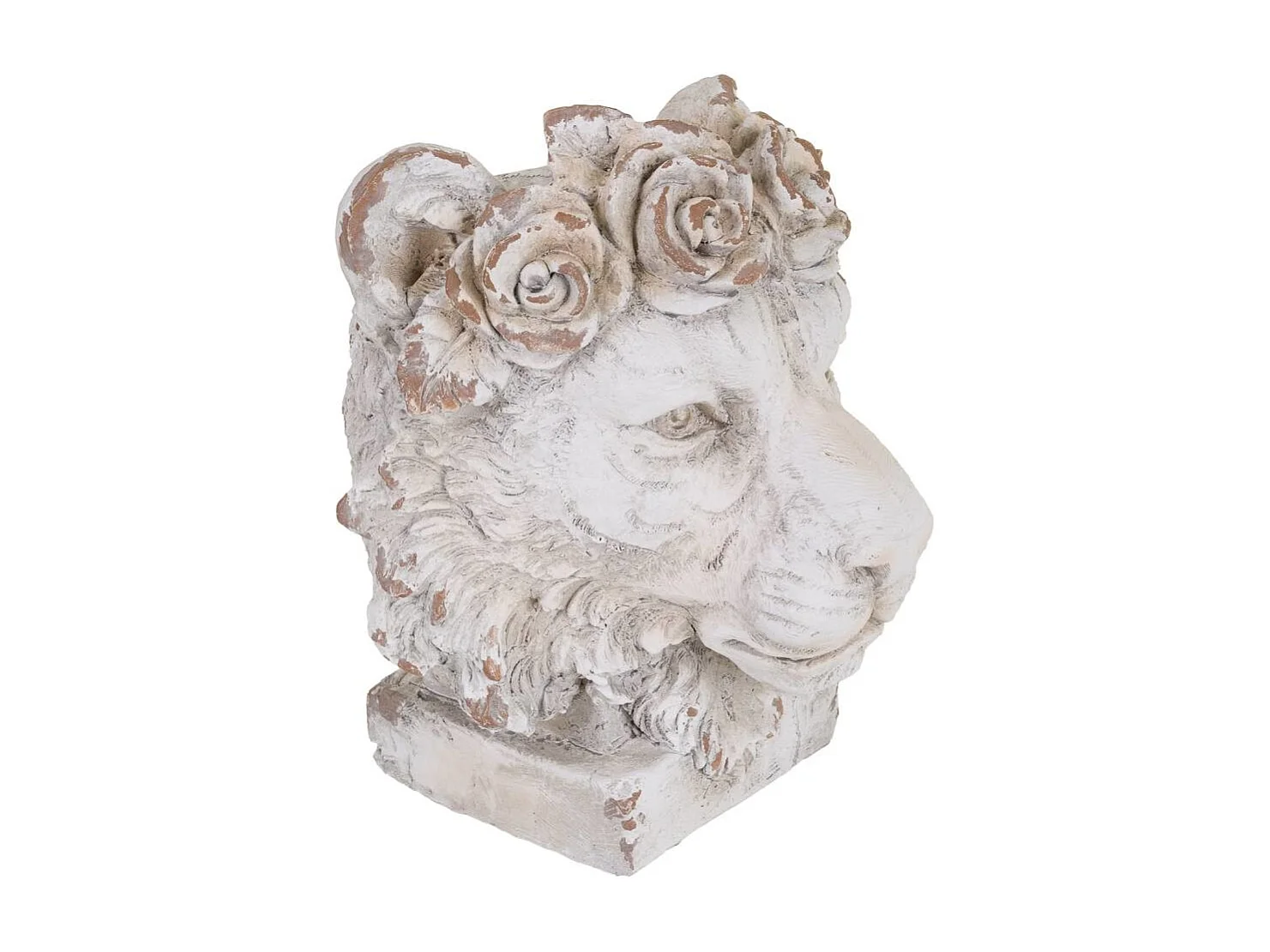 Jardinière tête de lion, magnésium blanc, 37x37x44h cm