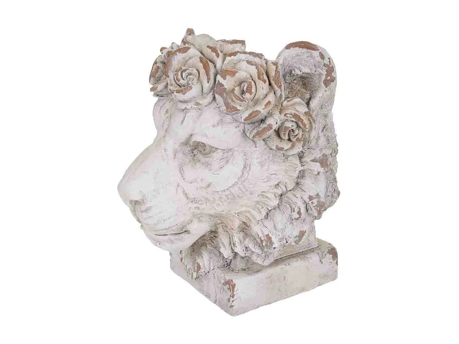 Jardinière tête de lion, magnésium blanc, 37x37x44h cm