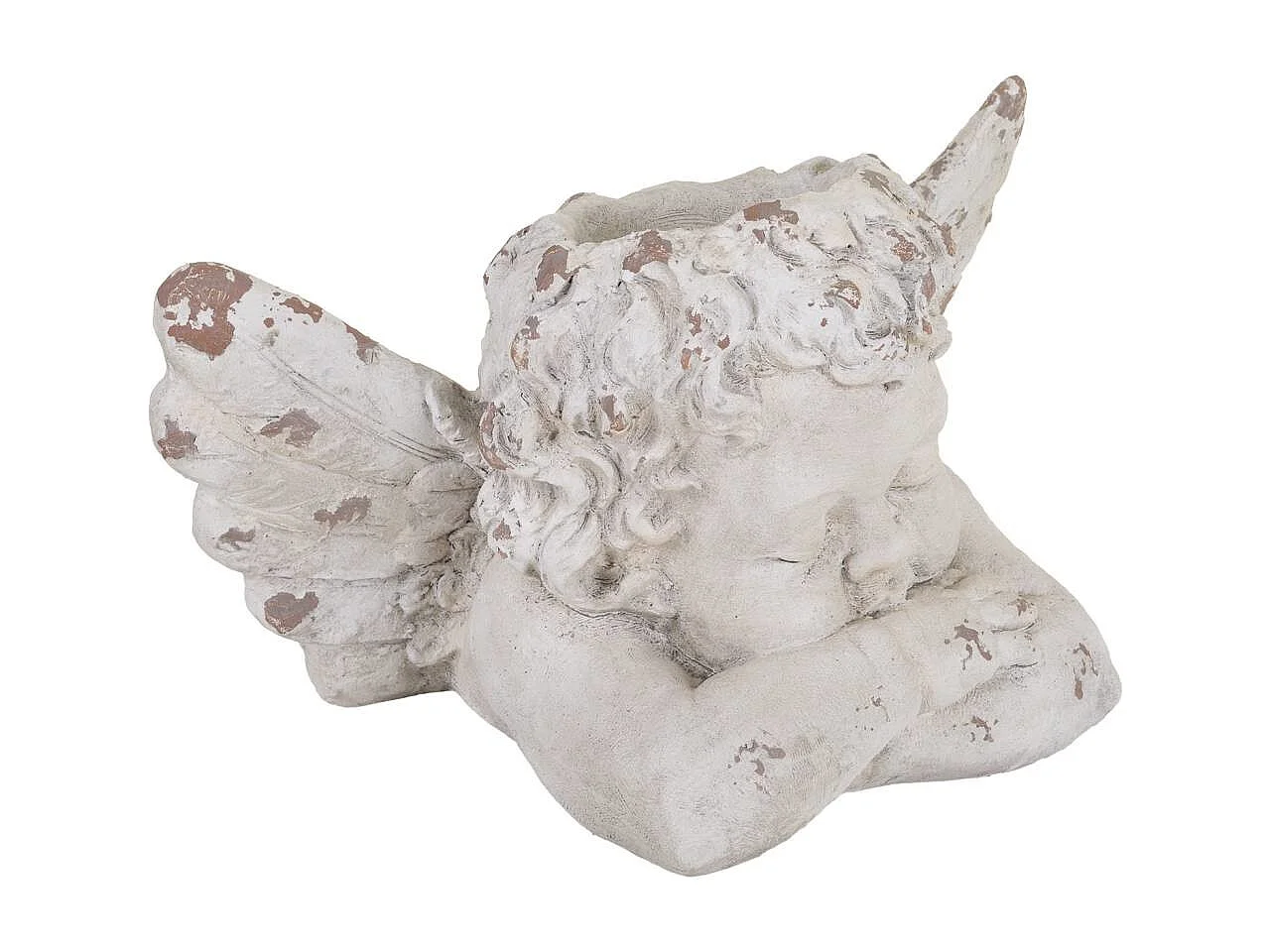 Weißer Magnesium-Engel-Pflanztopf, 59x36x36 cm