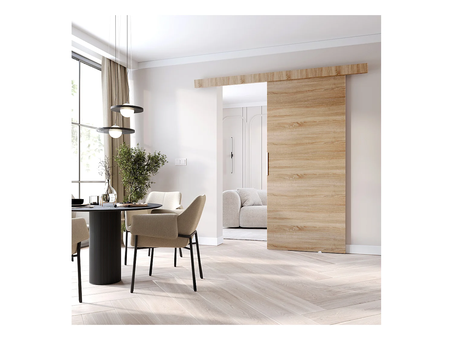 MINIO go for it, porte coulissante CLEAN A 106 cm portes de chambre | Chêne Sonoma