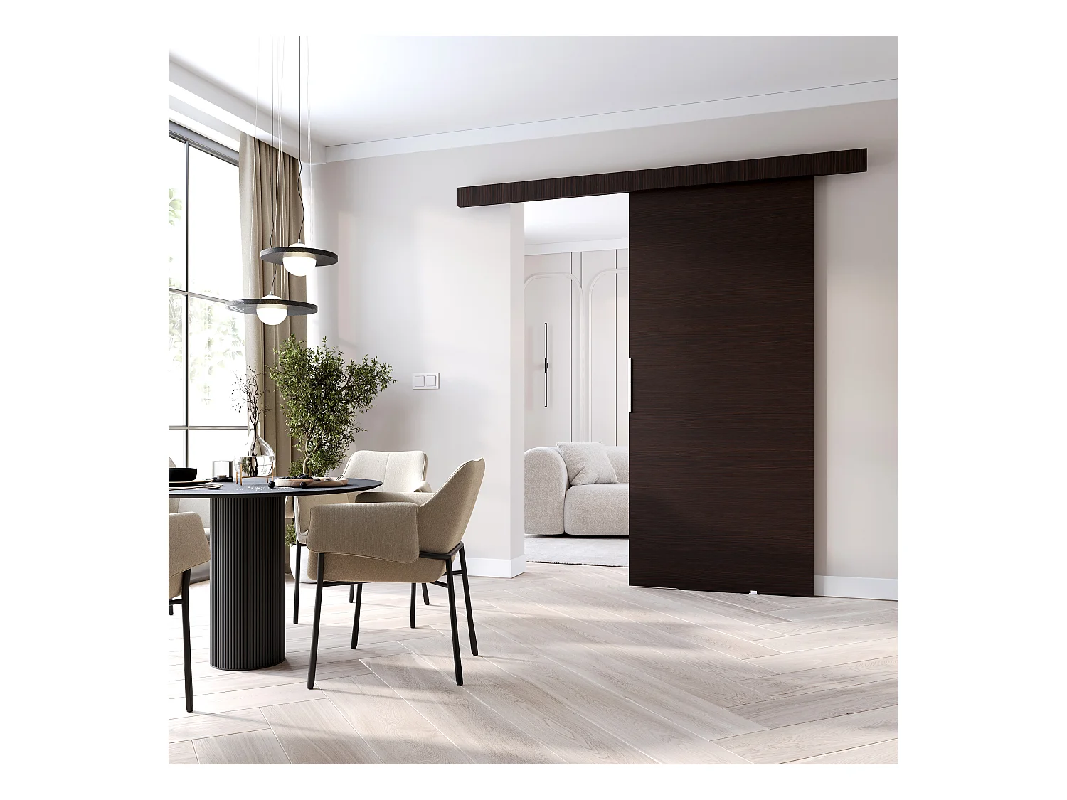 MINIO go for it, porte coulissante CLEAN A 76 cm portes de chambre | Wenge