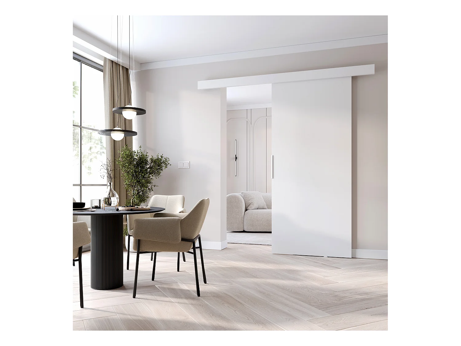 MINIO go for it, porte coulissante CLEAN A 96 cm portes de chambre | Blanc