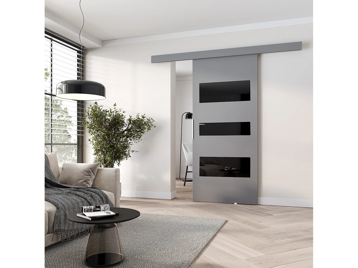 MINIO go for it, porte coulissante CLEAN C 106 cm portes de chambre | Gris