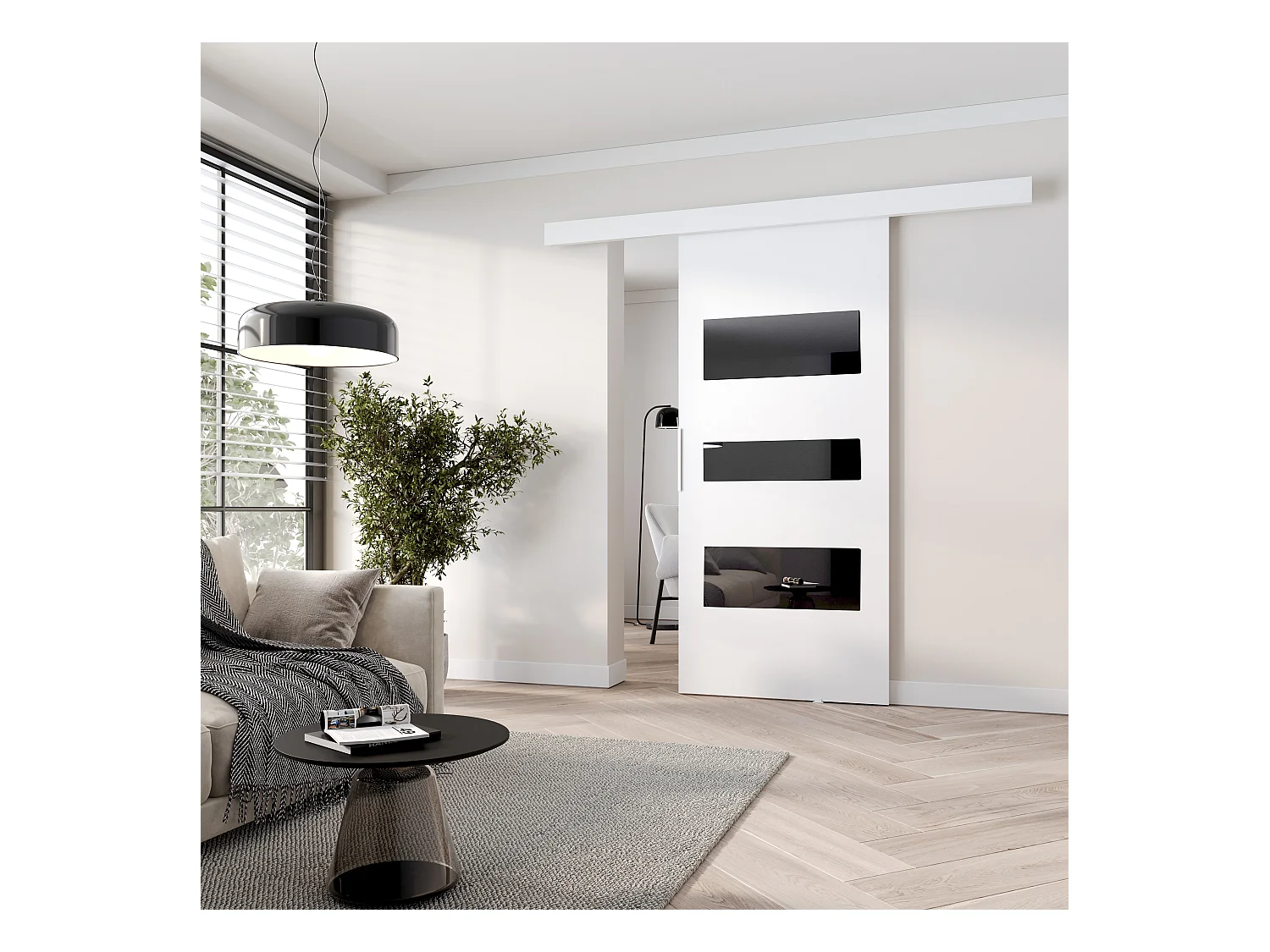 MINIO go for it, porte coulissante CLEAN C 76 cm portes de chambre | Blanc