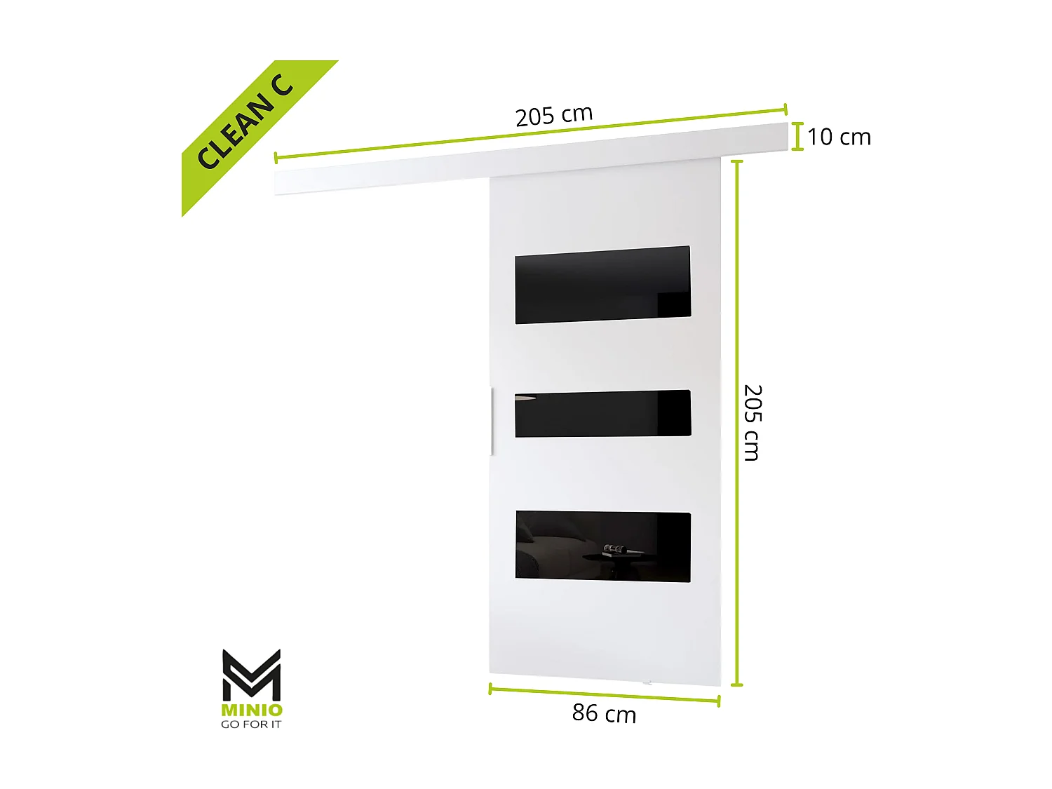 MINIO go for it, porte coulissante CLEAN C 86 cm portes de chambre | Gris