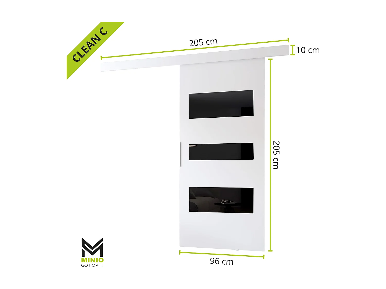 MINIO go for it, porte coulissante CLEAN C 96 cm portes de chambre | Gris