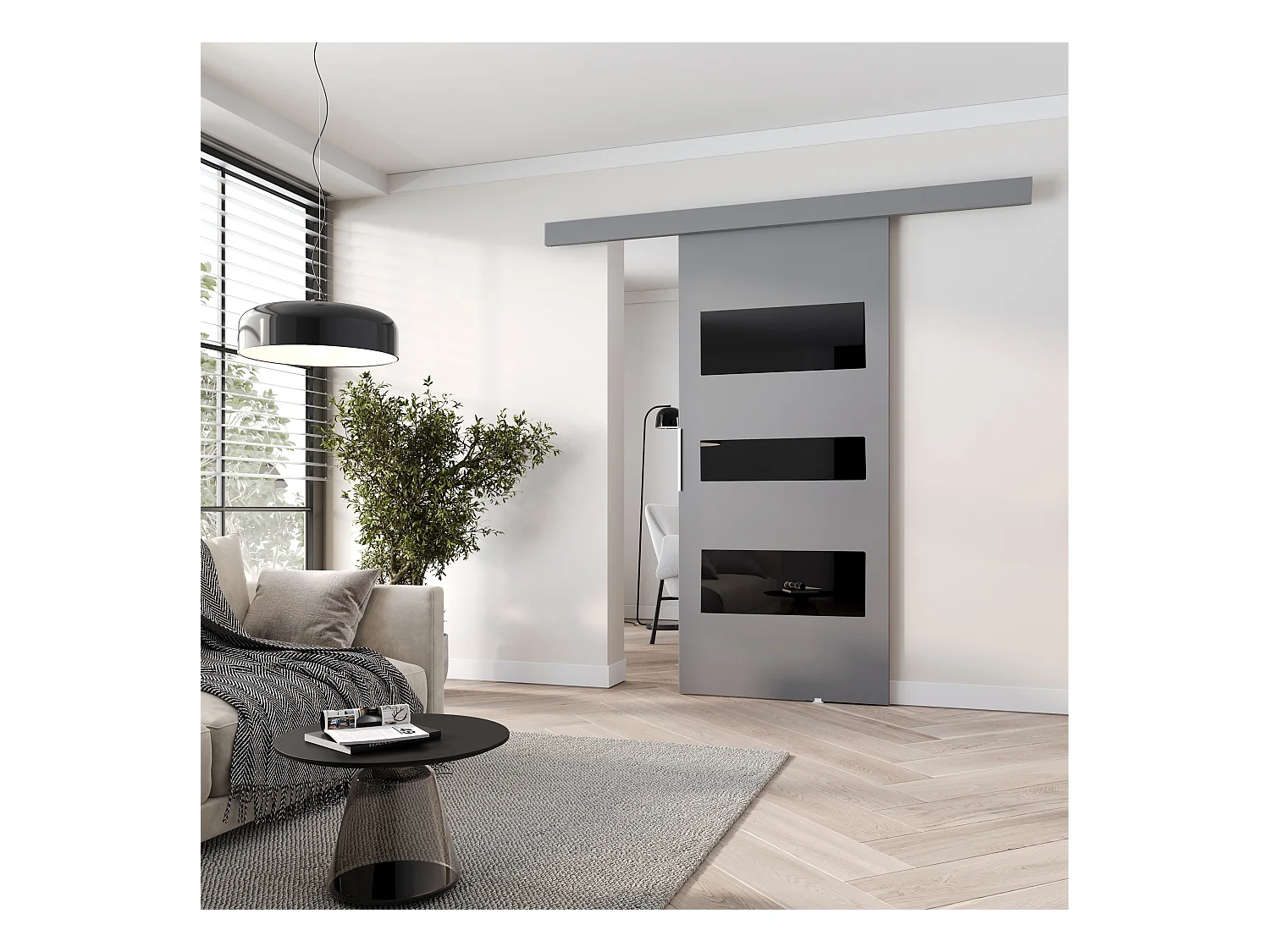 MINIO go for it, porte coulissante CLEAN C 76 cm portes de chambre | Gris