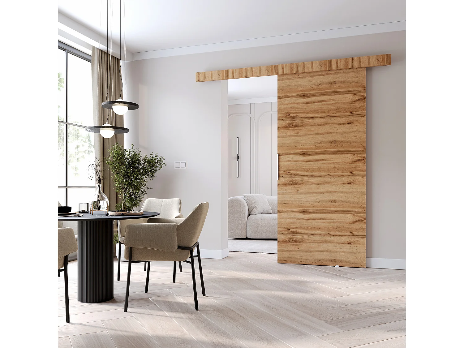 MINIO go for it, porte coulissante CLEAN A 76 cm portes de chambre | Chêne Wotan