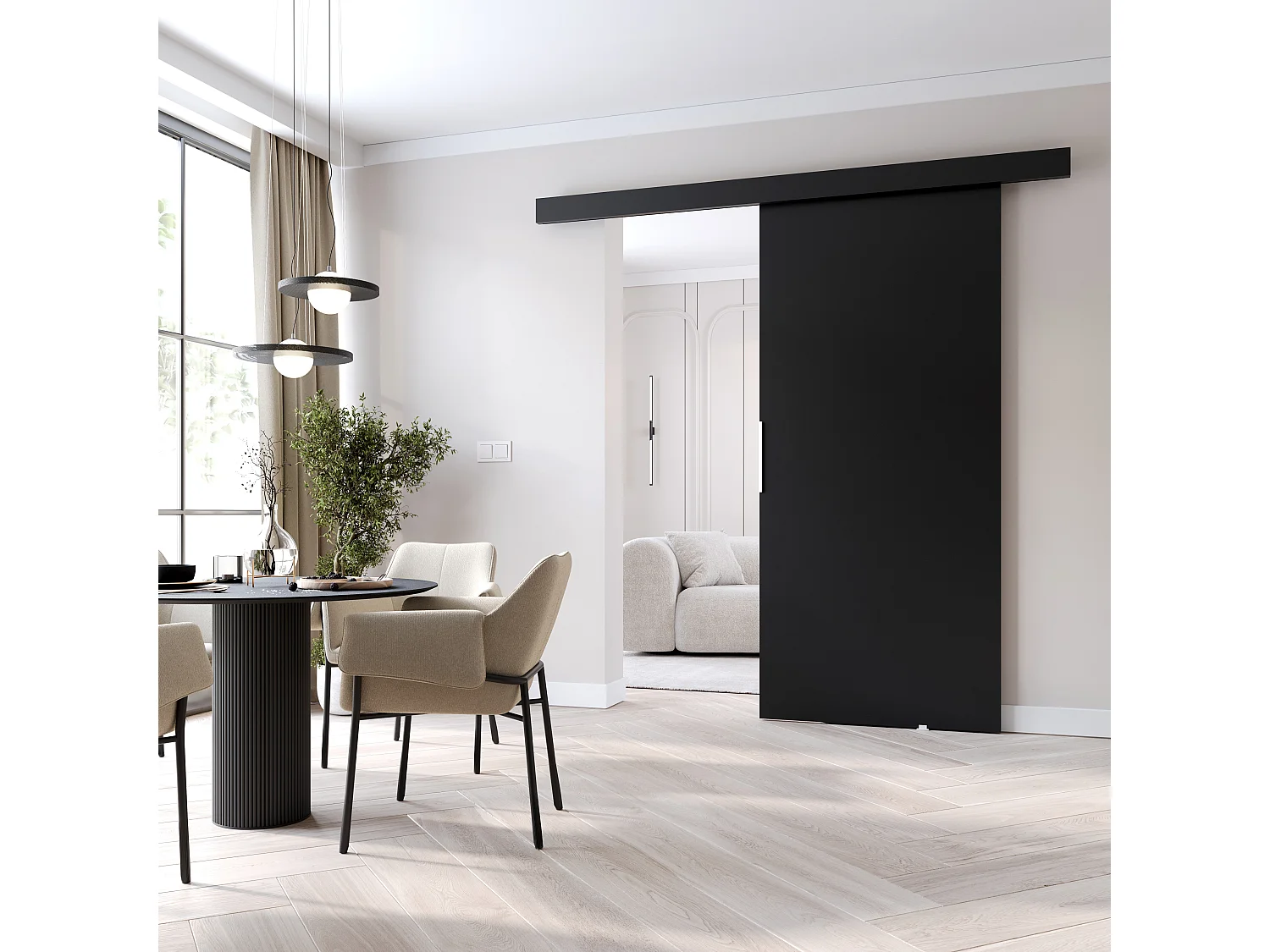 MINIO go for it, porte coulissante CLEAN A 76 cm portes de chambre | Noir