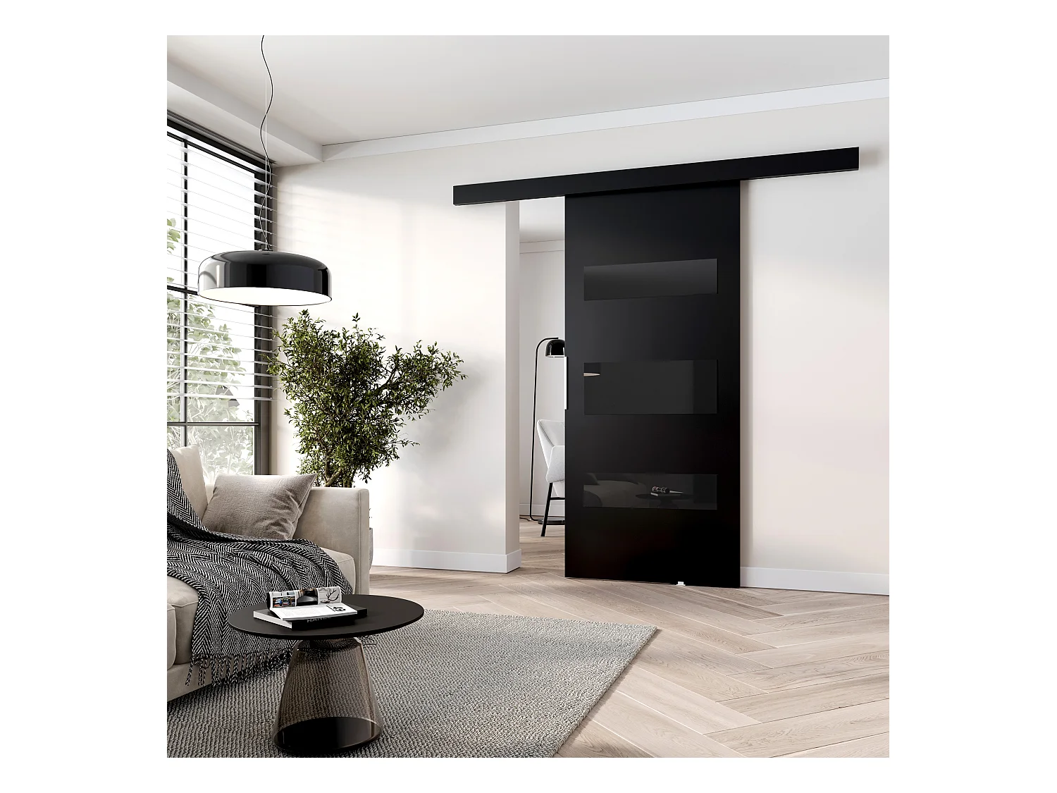 MINIO go for it, porte coulissante CLEAN D 86 cm portes de chambre | Noir