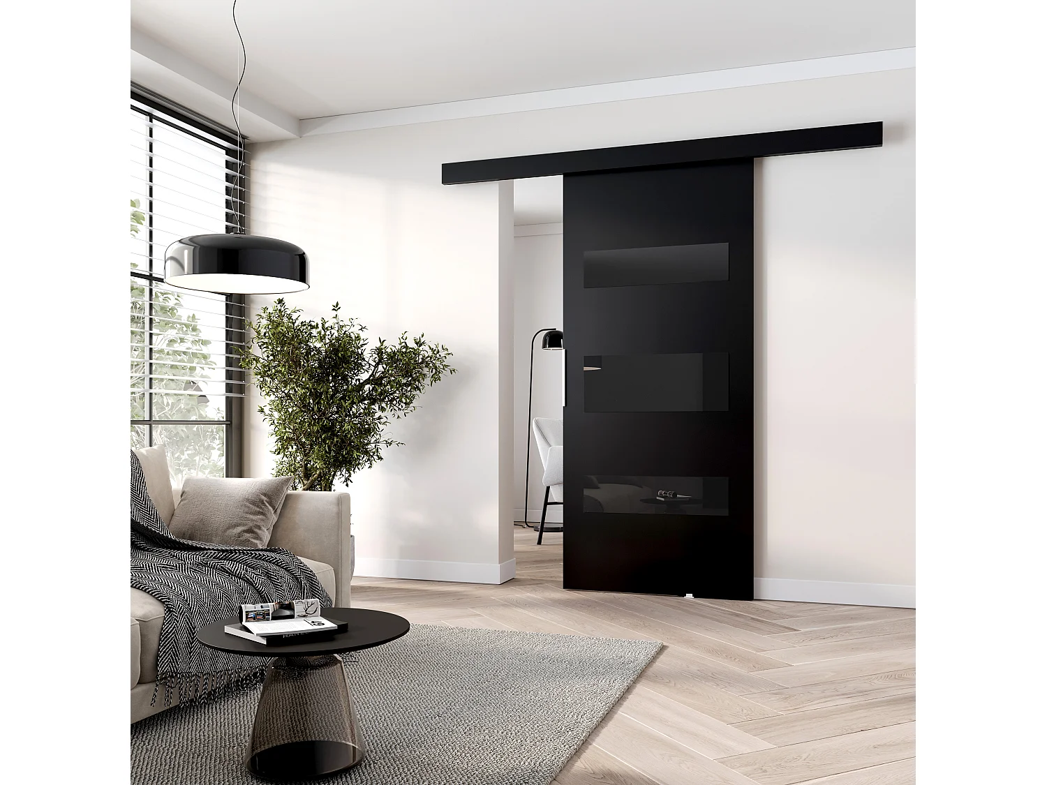 MINIO go for it, porte coulissante CLEAN D 86 cm portes de chambre | Noir