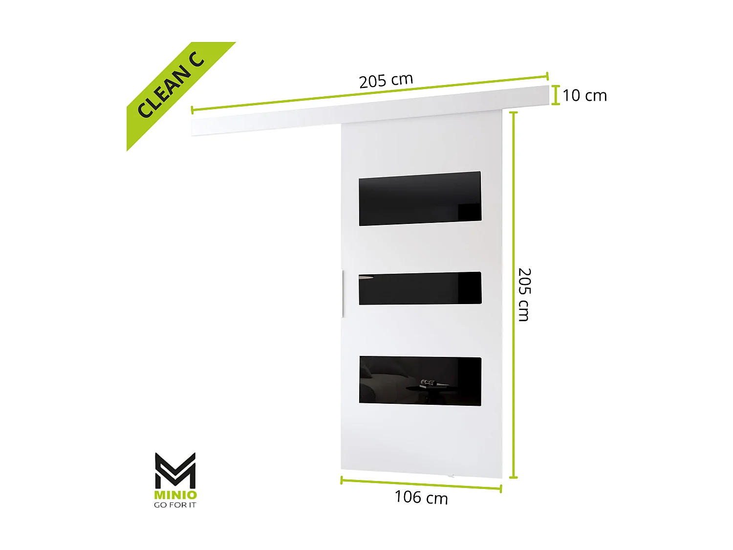 MINIO go for it, porte coulissante CLEAN C 106 cm portes de chambre | Chêne Wotan