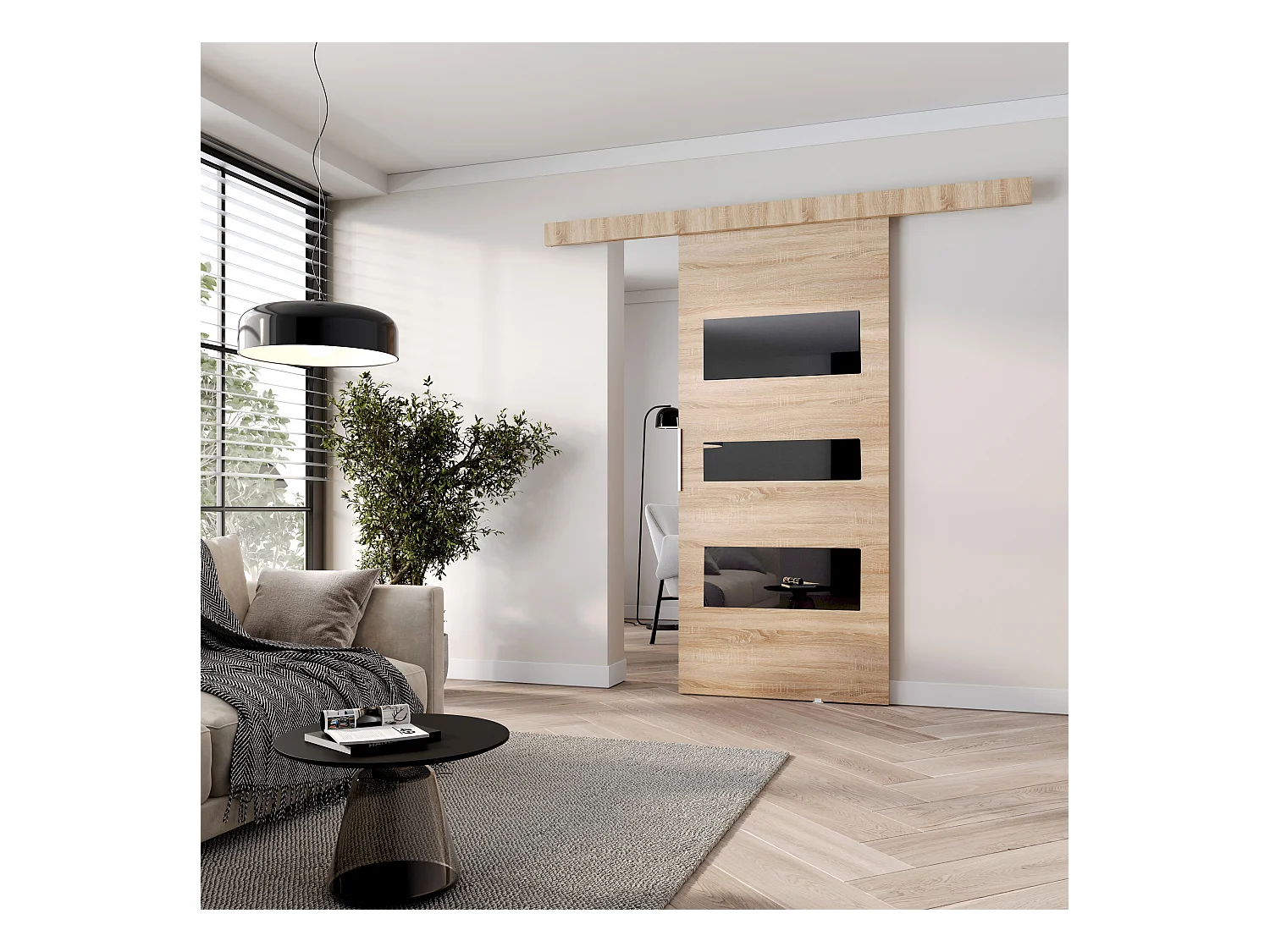 MINIO go for it, porte coulissante CLEAN C 106 cm portes de chambre | Chêne Sonoma